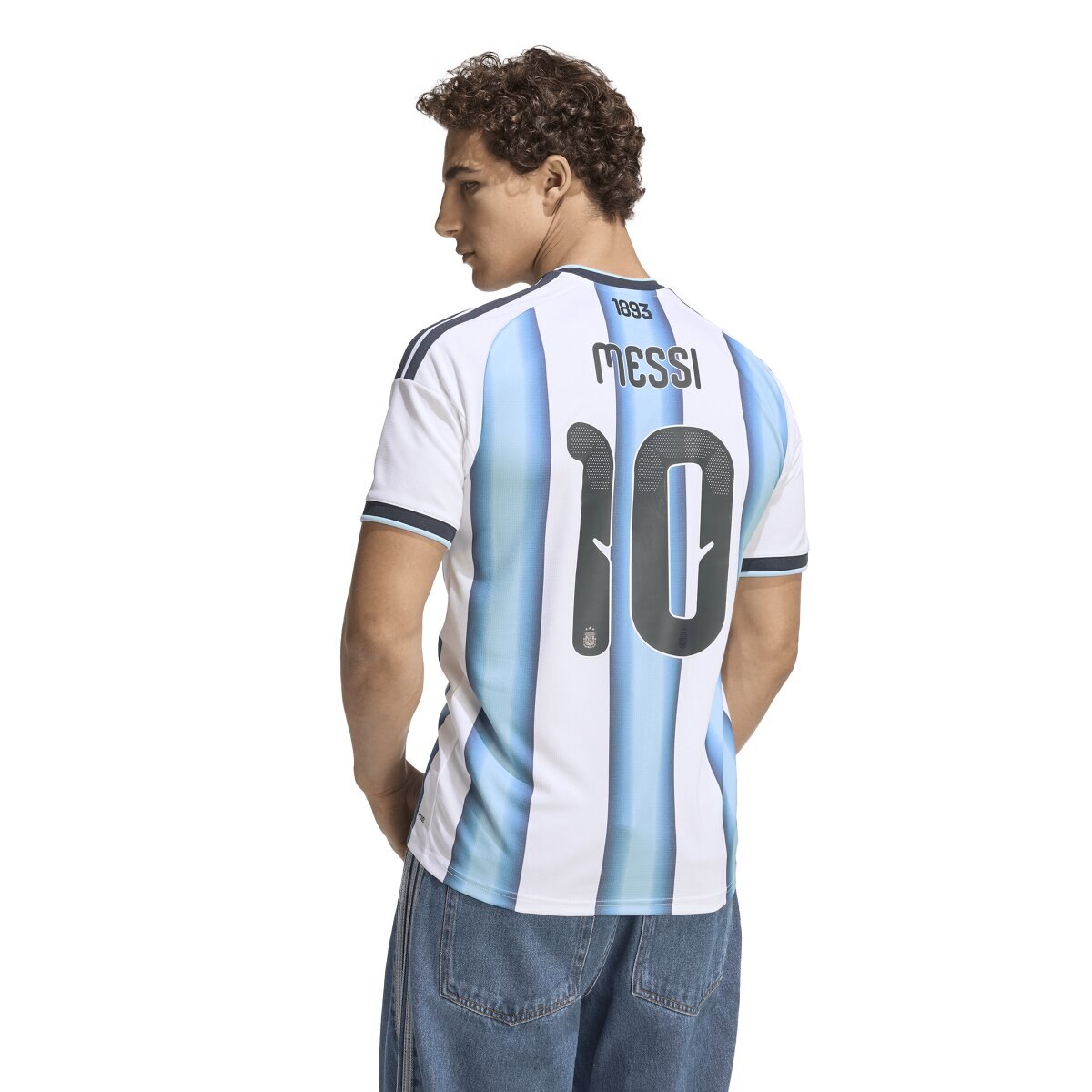 T-shirt de Homem 1.º Equipamento Argentina Mundial 2026 Messi Branco / Azul-2
