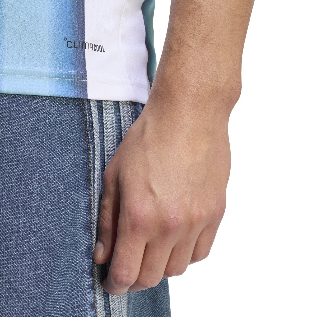 T-shirt de Homem 1.º Equipamento Argentina Mundial 2026 Messi Branco / Azul-5