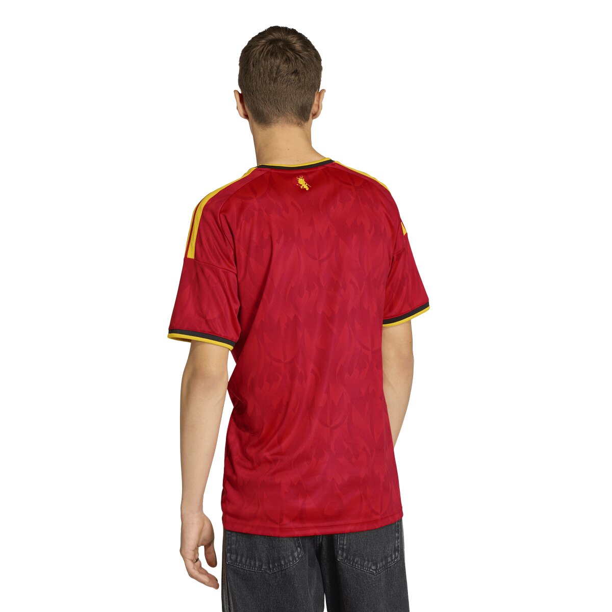 T-shirt de Homem 1.º Equipamento Bélgica Mundial 2026 Vermelho / Amarelo-2
