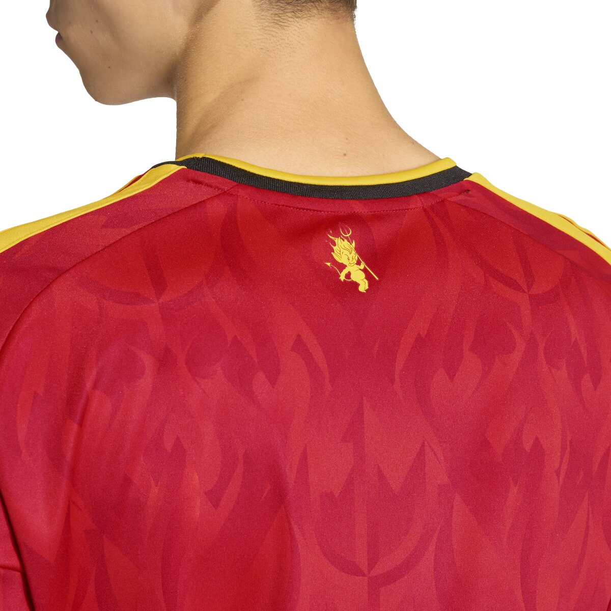 T-shirt de Homem 1.º Equipamento Bélgica Mundial 2026 Vermelho / Amarelo-5