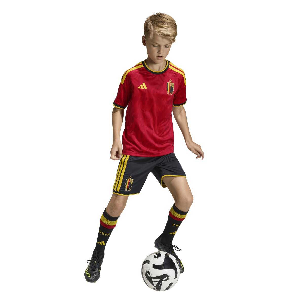 T-shirt de Criança 1.º Equipamento Bélgica Mundial 2026 Vermelho / Amarelo-3