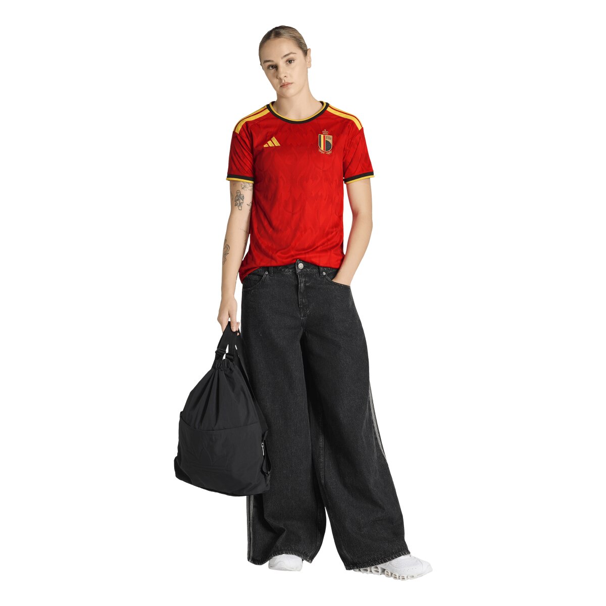 T-shirt de Mulher 1.º Equipamento Bélgica Mundial 2026 Vermelho / Amarelo-3