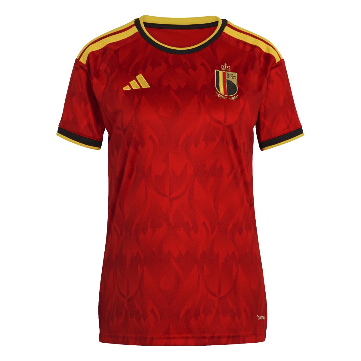 T-shirt de Mulher 1.º Equipamento Bélgica Mundial 2026 Vermelho / Amarelo-6