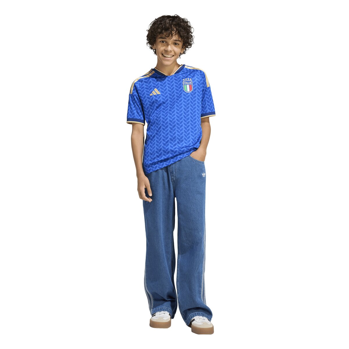 T-shirt de Criança 1.º Equipamento Itália Mundial 2026 Azul-3