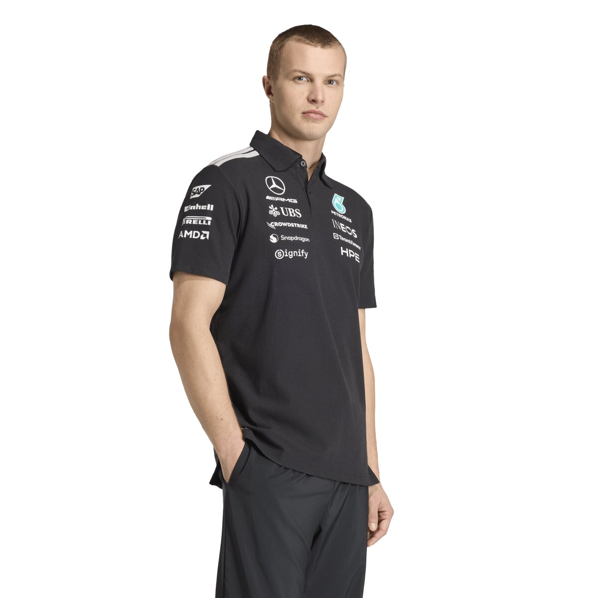 Polo de Homem Mercedes F1 2026 Preto-7
