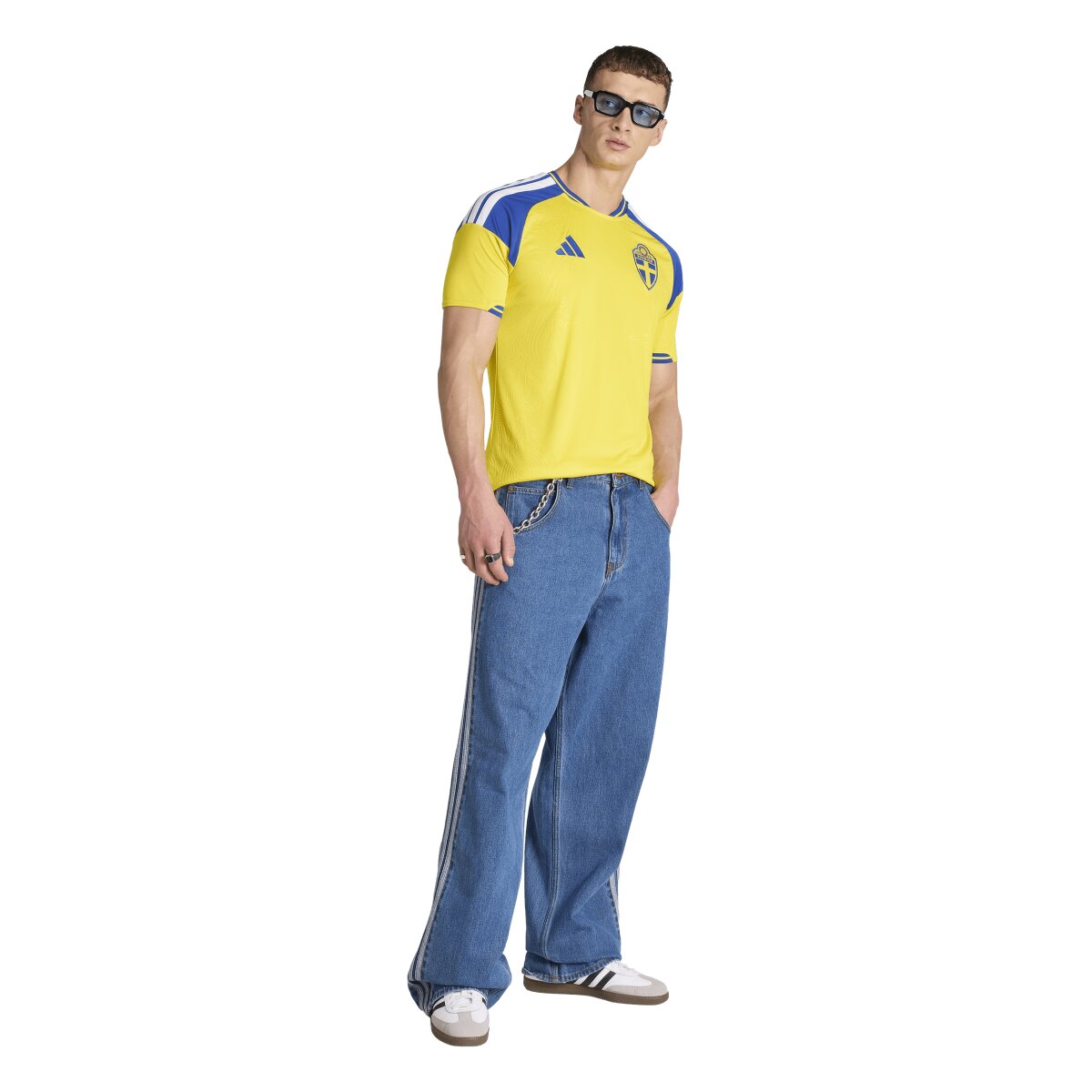 T-shirt de Homem 1.º Equipamento Suécia Mundial 2026 Amarelo / Azul-3