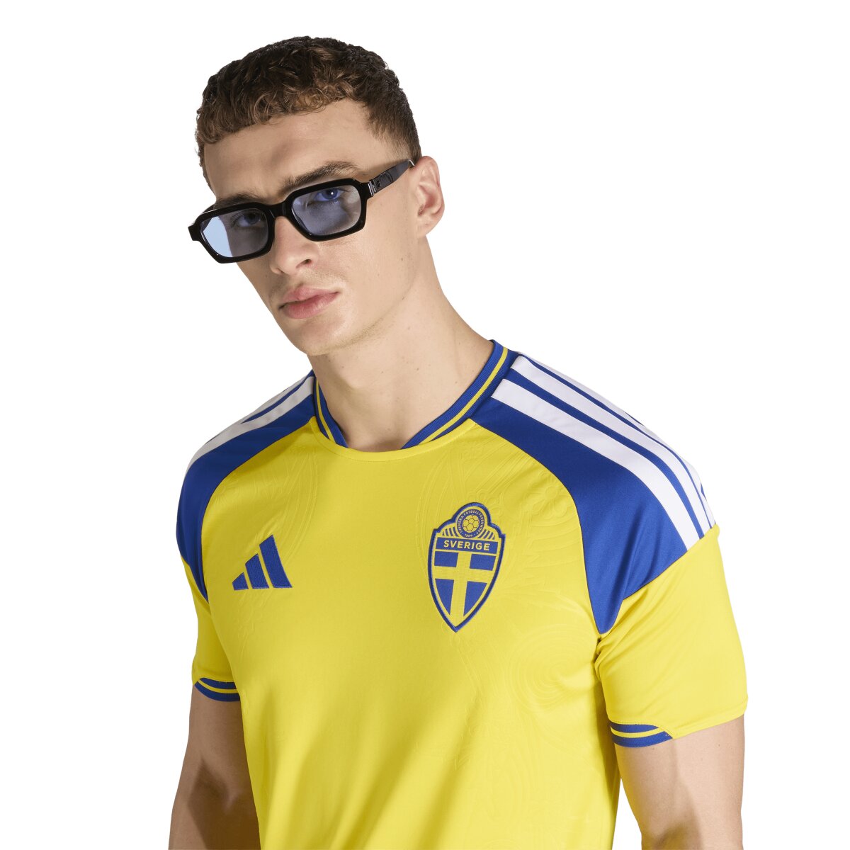 T-shirt de Homem 1.º Equipamento Suécia Mundial 2026 Amarelo / Azul-4