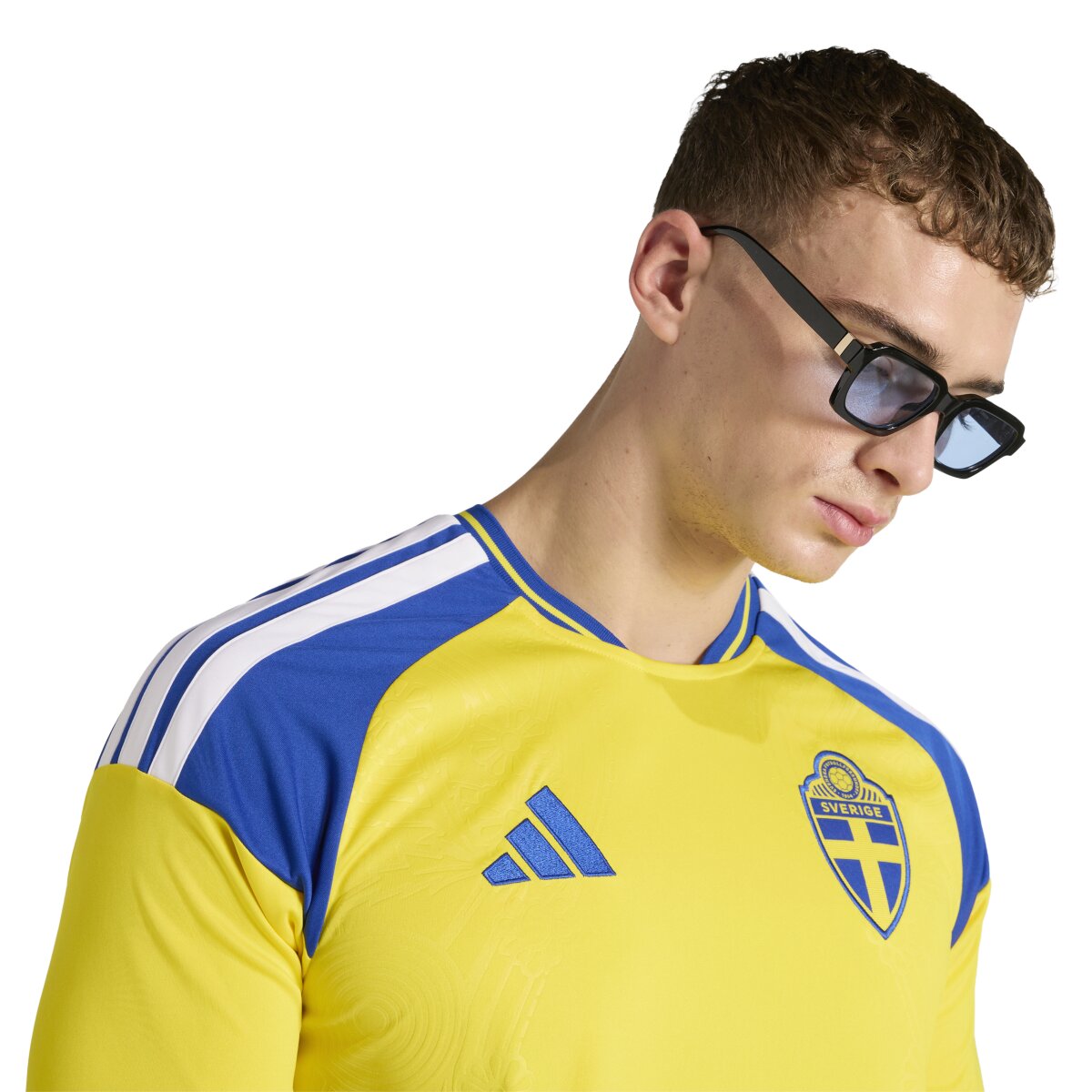 T-shirt de Homem 1.º Equipamento Suécia Mundial 2026 Amarelo / Azul-5