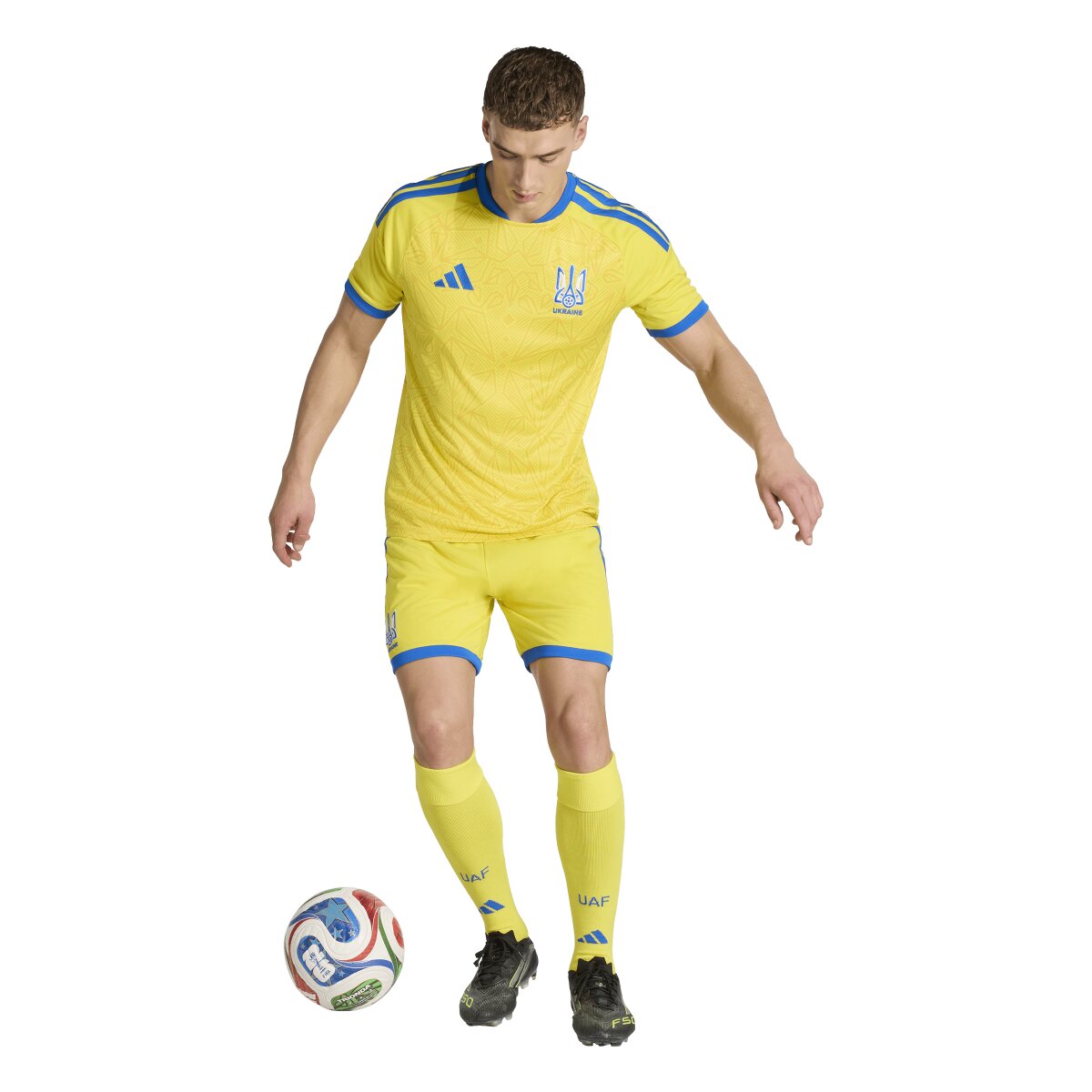 T-shirt de Homem 1.º Equipamento Ucrânia Mundial 2026 Amarelo / Azul-3