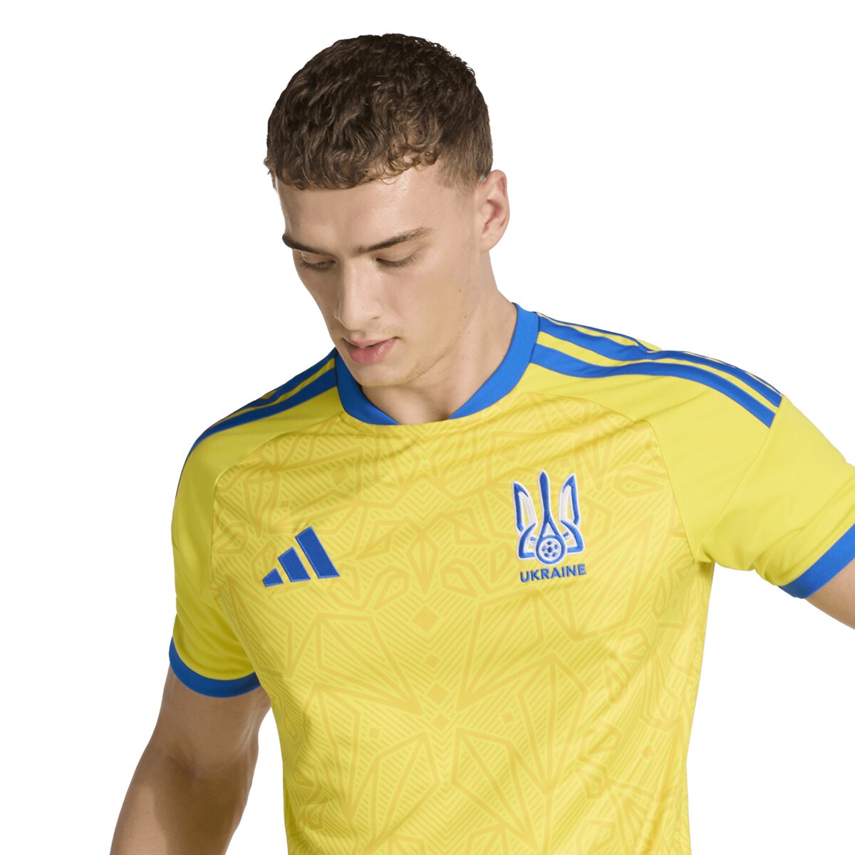 T-shirt de Homem 1.º Equipamento Ucrânia Mundial 2026 Amarelo / Azul-5