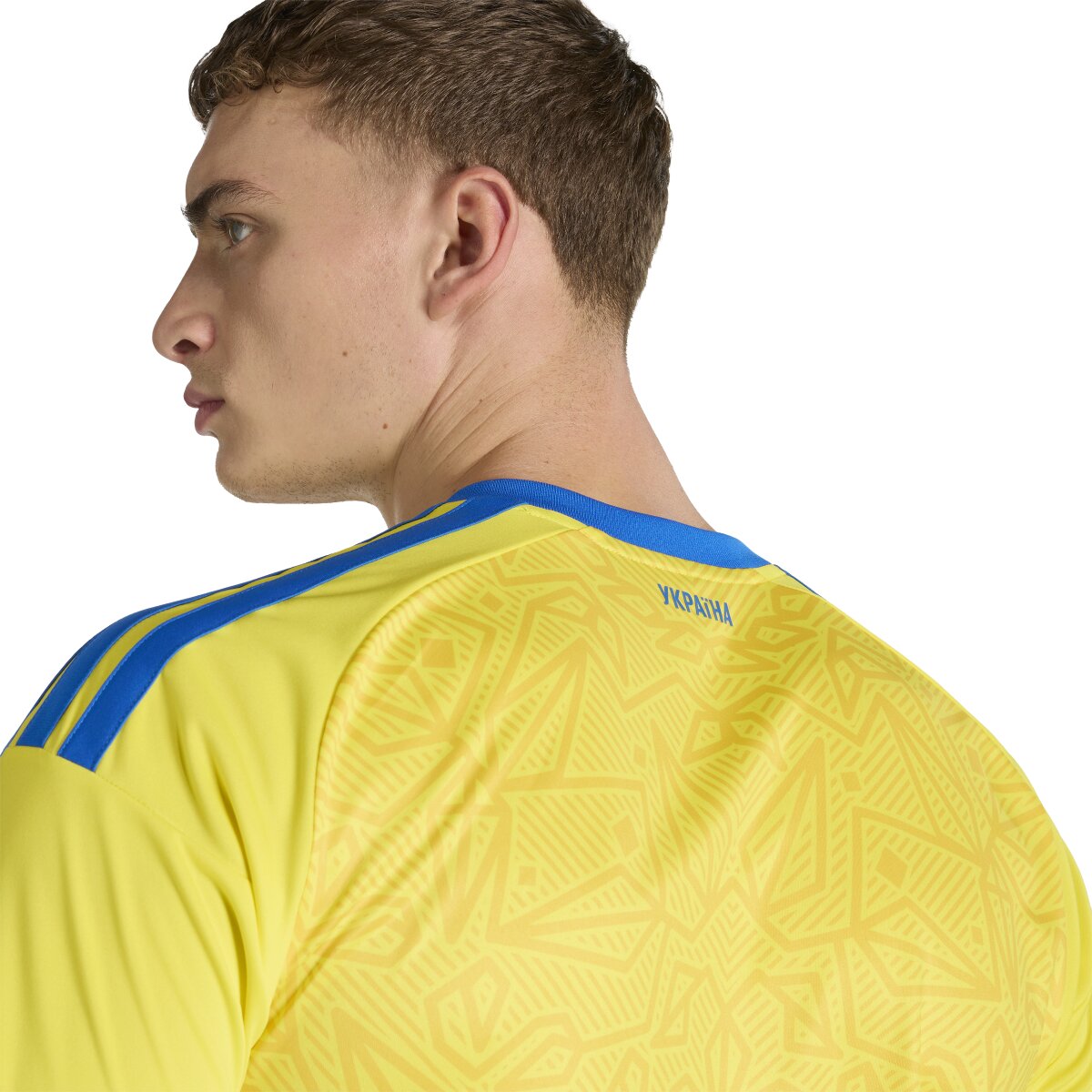 T-shirt de Homem 1.º Equipamento Ucrânia Mundial 2026 Amarelo / Azul-6
