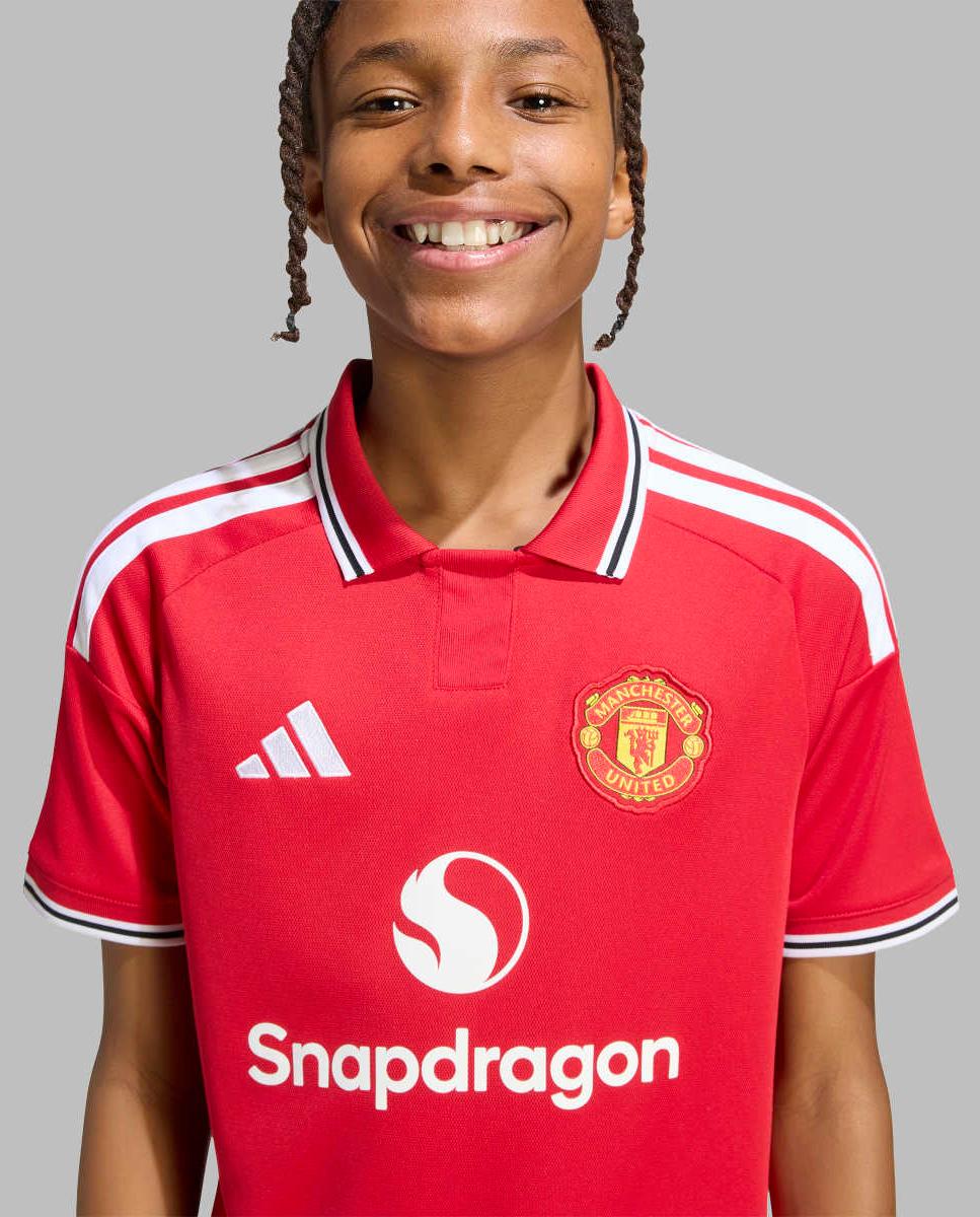 T-shirt de Menino 1.º Equipamento Manchester United Fc 2026/2027 Vermelho-6