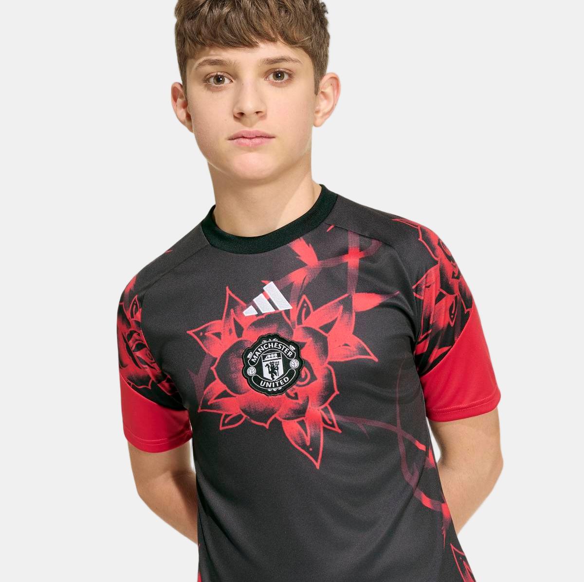 T-shirt de Menino Prematch Manchester United Fc 2026/2027 Vermelho / Preto-4