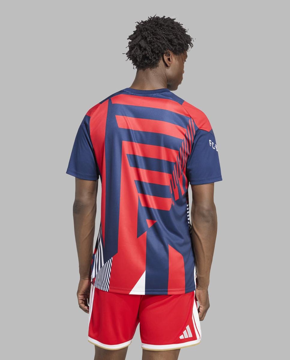 T-shirt de Homem FC Bayern Munich 2026-2027 Pre-Match Azul-marinho / Vermelho-2