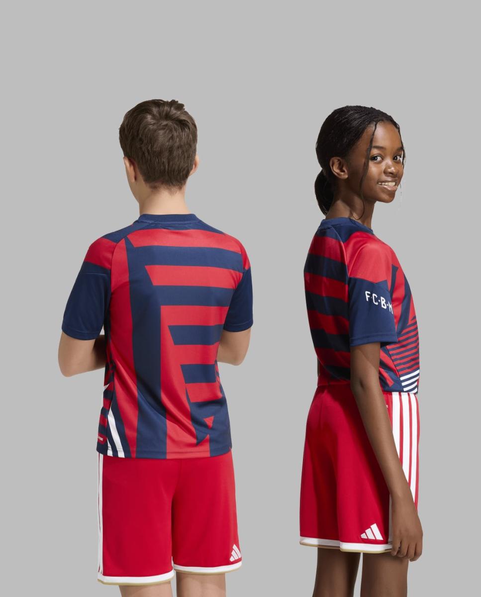 T-shirt de Criança FC Bayern Munich 2026-2027 Pre-Match Azul-marinho / Vermelho-2