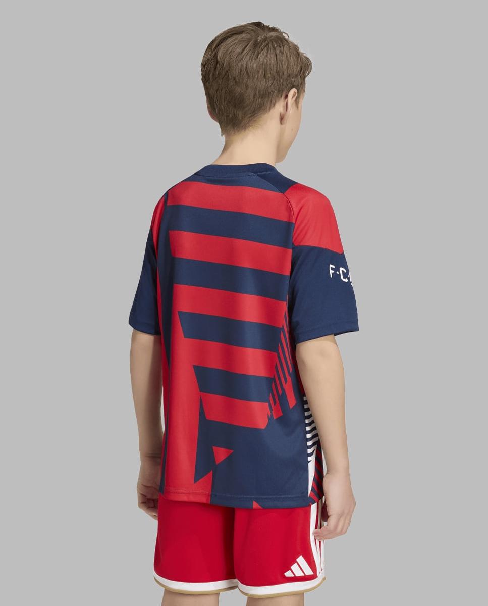 T-shirt de Criança FC Bayern Munich 2026-2027 Pre-Match Azul-marinho / Vermelho-4