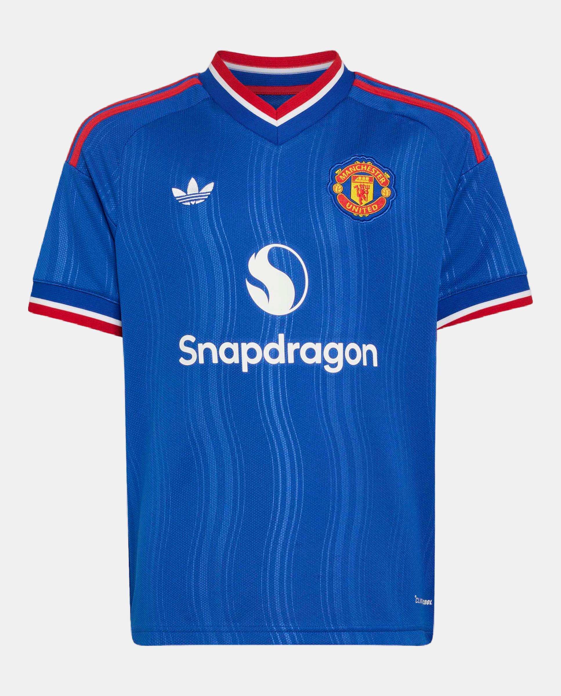 T-Shirt de Criança 2º Equipamento Manchester United Fc 2026-2027 Adidas Azul-3