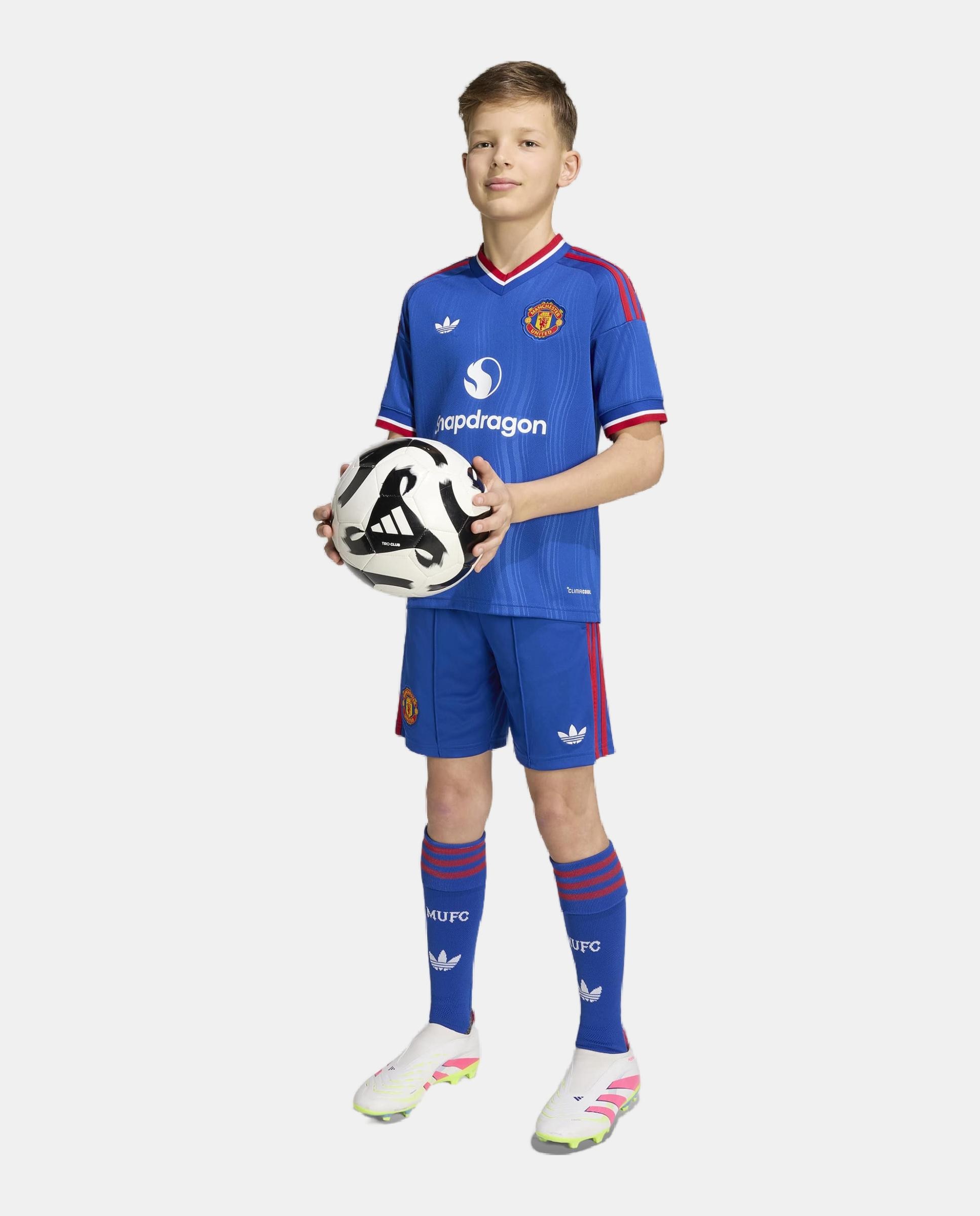 T-Shirt de Criança 2º Equipamento Manchester United Fc 2026-2027 Adidas Azul-5