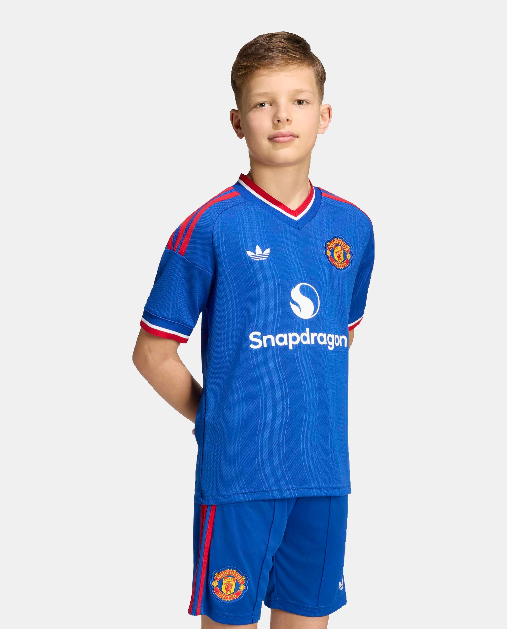 T-Shirt de Criança 2º Equipamento Manchester United Fc 2026-2027 Adidas Azul-7