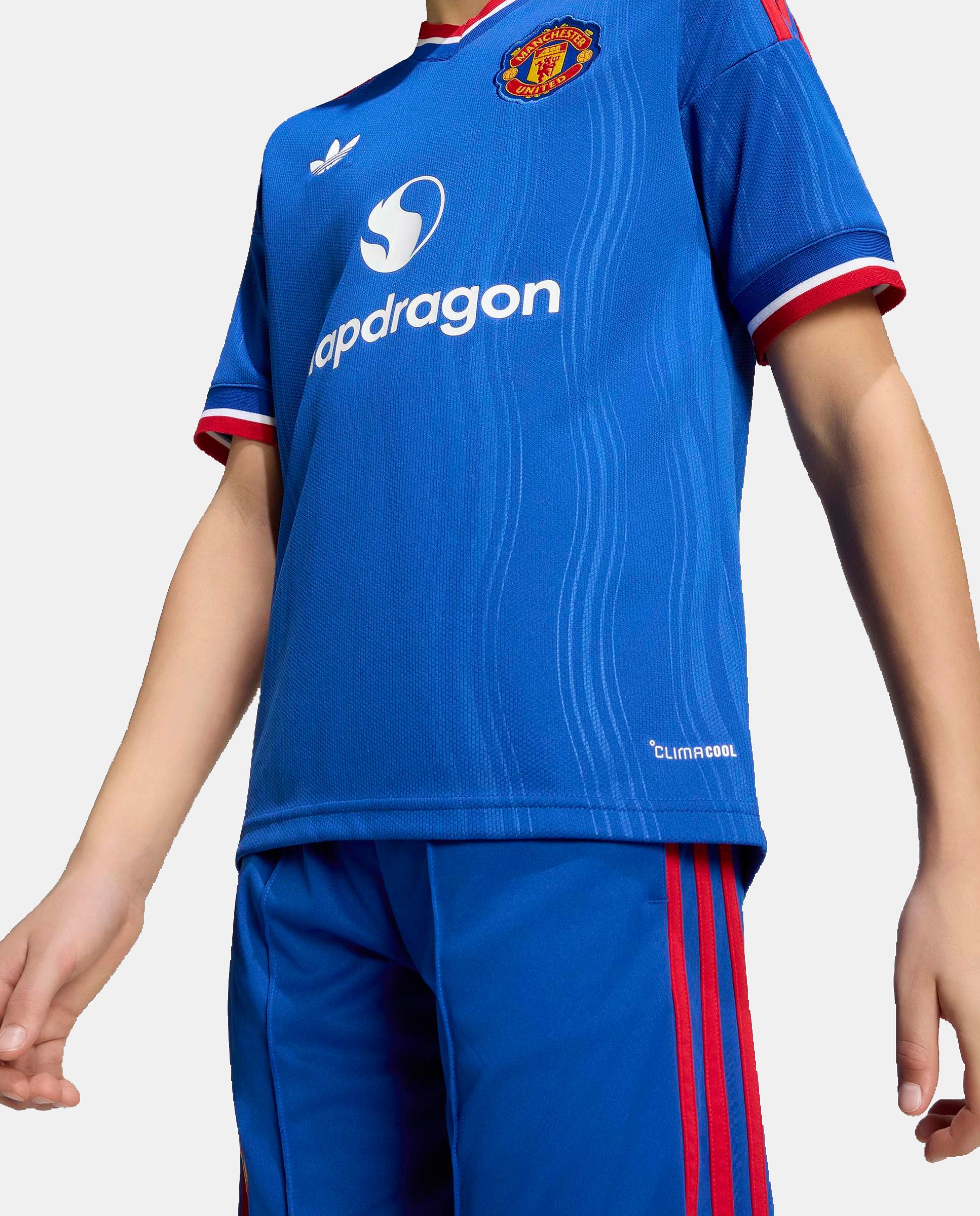 T-Shirt de Criança 2º Equipamento Manchester United Fc 2026-2027 Adidas Azul-8