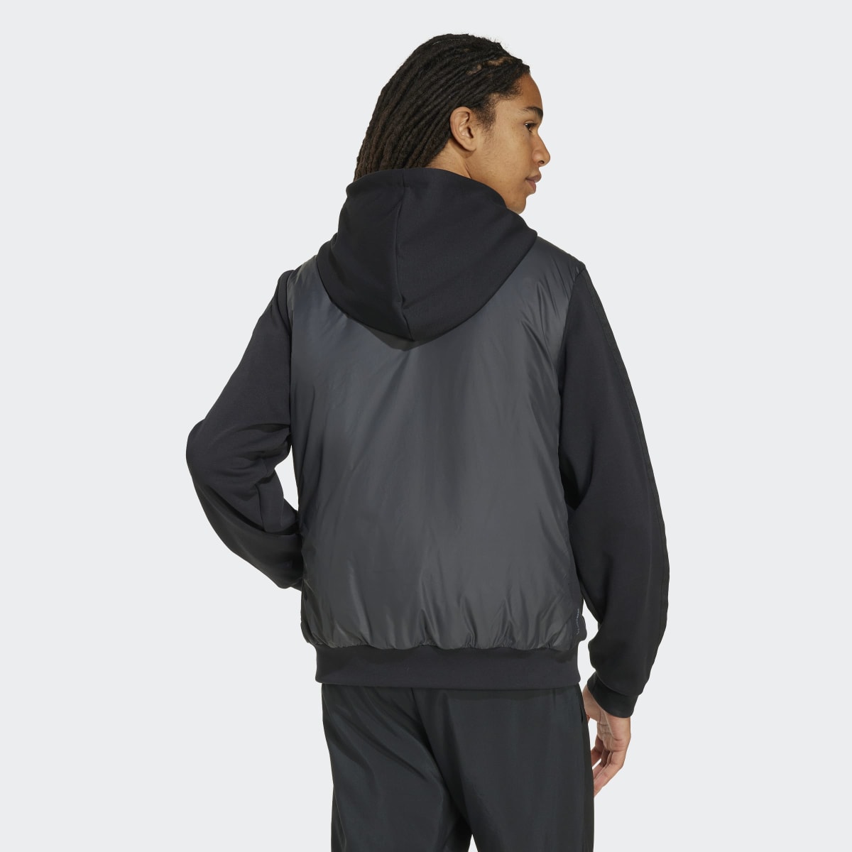 Sweatshirt de Homem Essentials Climawarm 3-Stripes Insulated Hooded Hybrid Preto-2