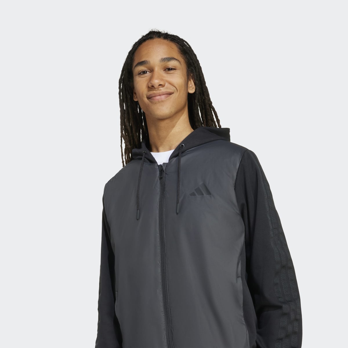 Sweatshirt de Homem Essentials Climawarm 3-Stripes Insulated Hooded Hybrid Preto-4