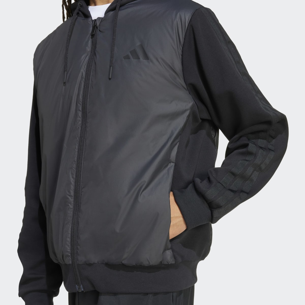 Sweatshirt de Homem Essentials Climawarm 3-Stripes Insulated Hooded Hybrid Preto-5