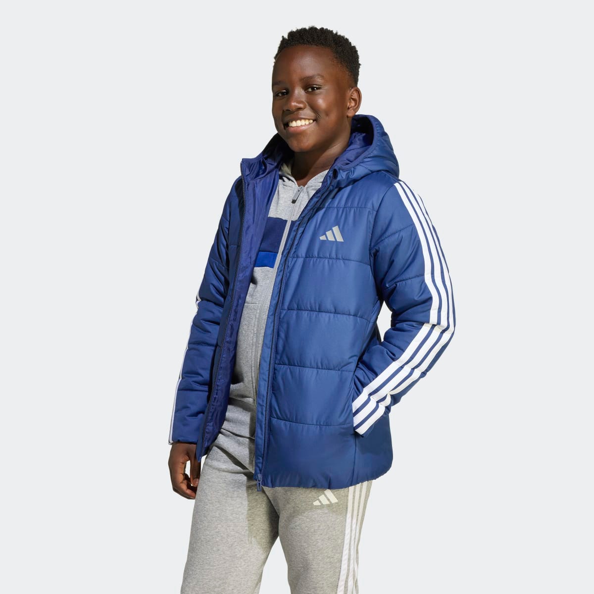 Casaco de criança Essentials 3 faixas adidas Azul-6