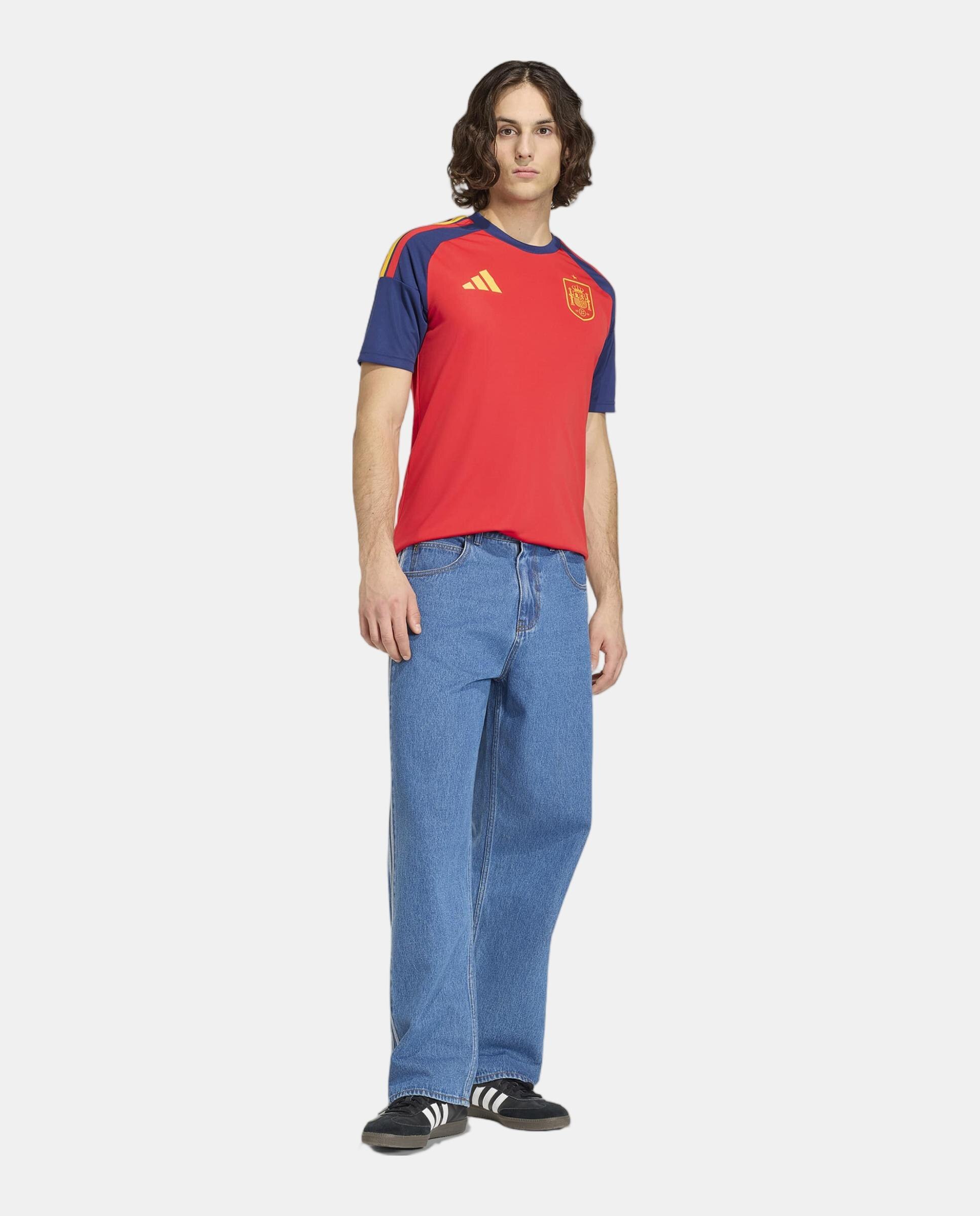 T-shirt de Homem 1.º Equipamento Fan Espanha Mundial 2026 Vermelho-3