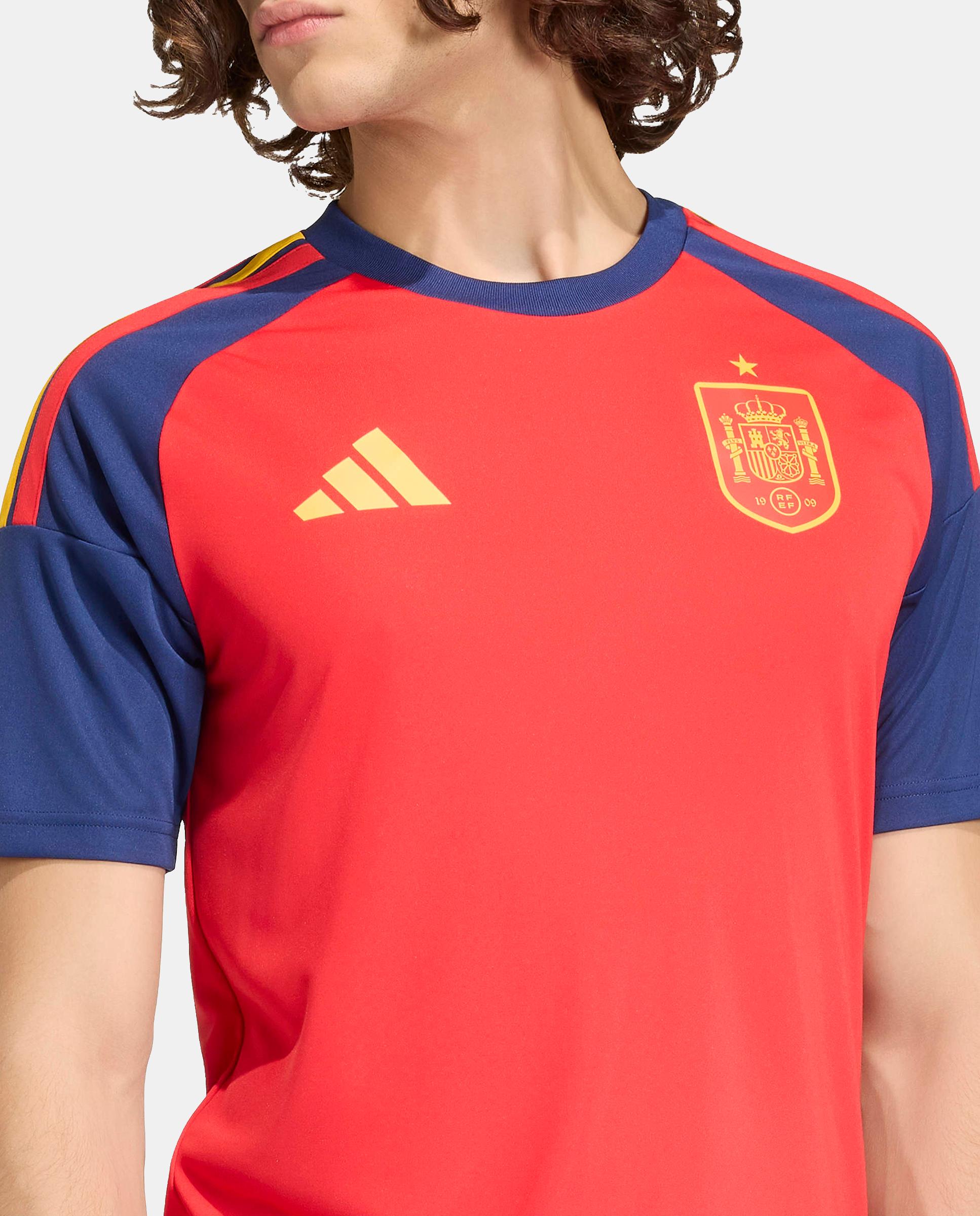 T-shirt de Homem 1.º Equipamento Fan Espanha Mundial 2026 Vermelho-4