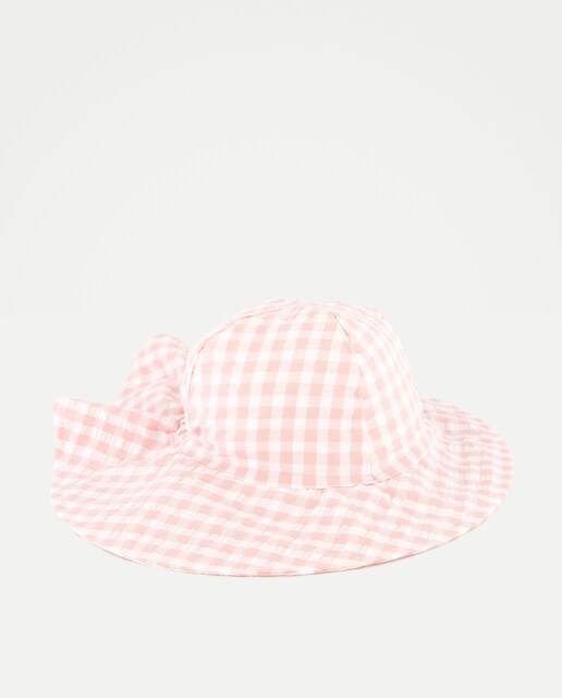 Gorro ala ancha seersucker vichy de bebé