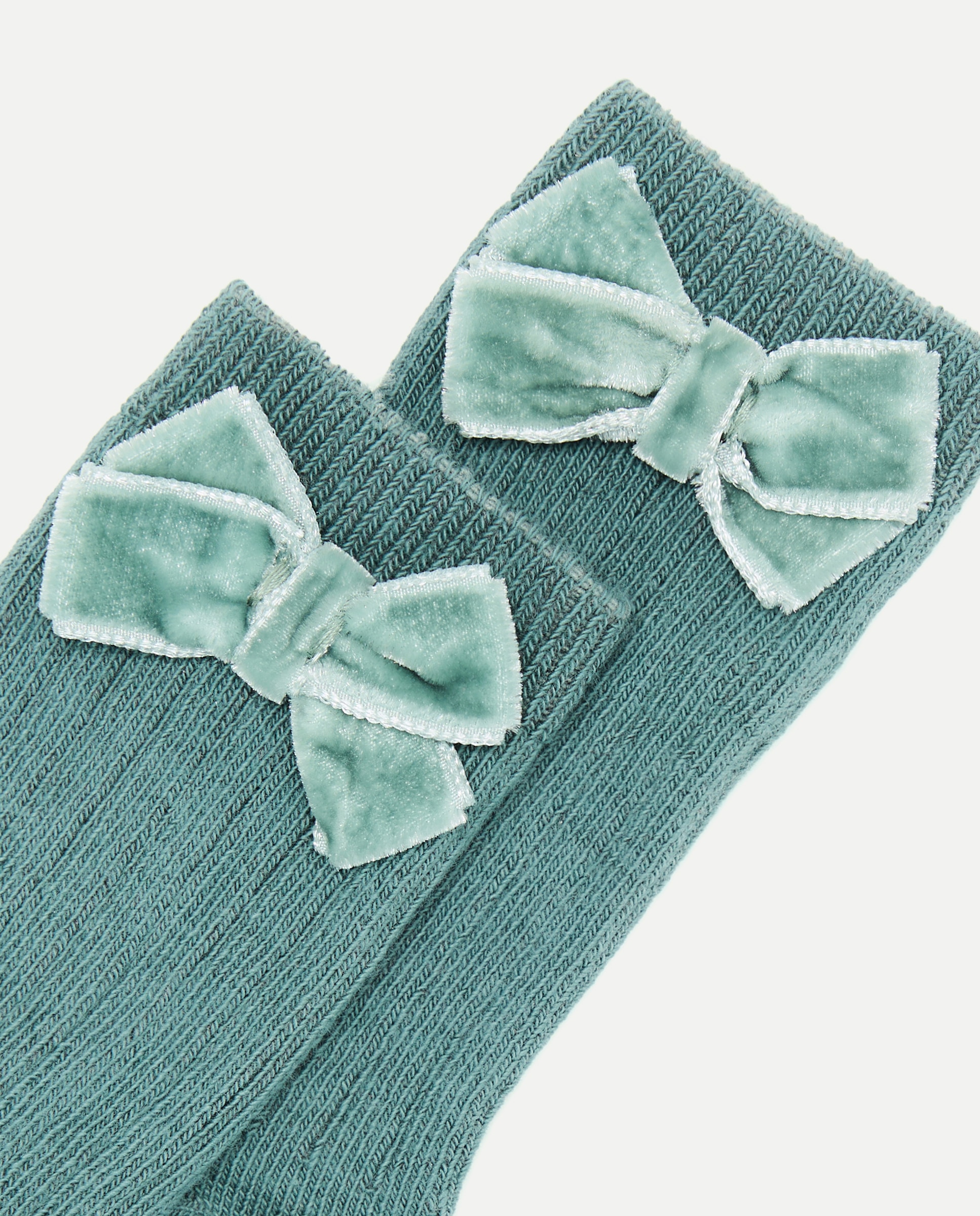 Meias Lisas de Bebé com Laço Verde Bilhar-2