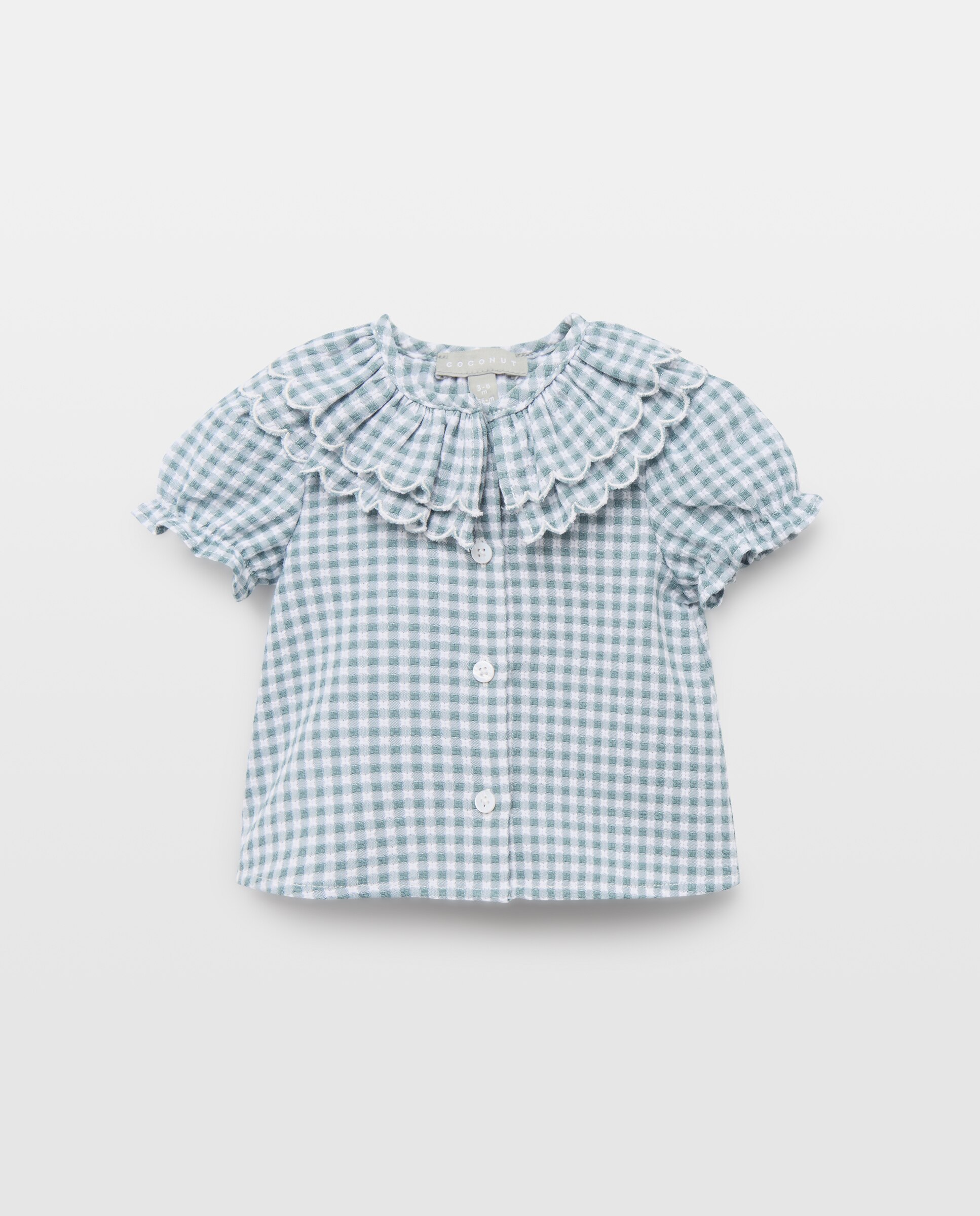 Imagem 0 de Blusa Vichy de Bebé com Manga Curta e Festão Duplo