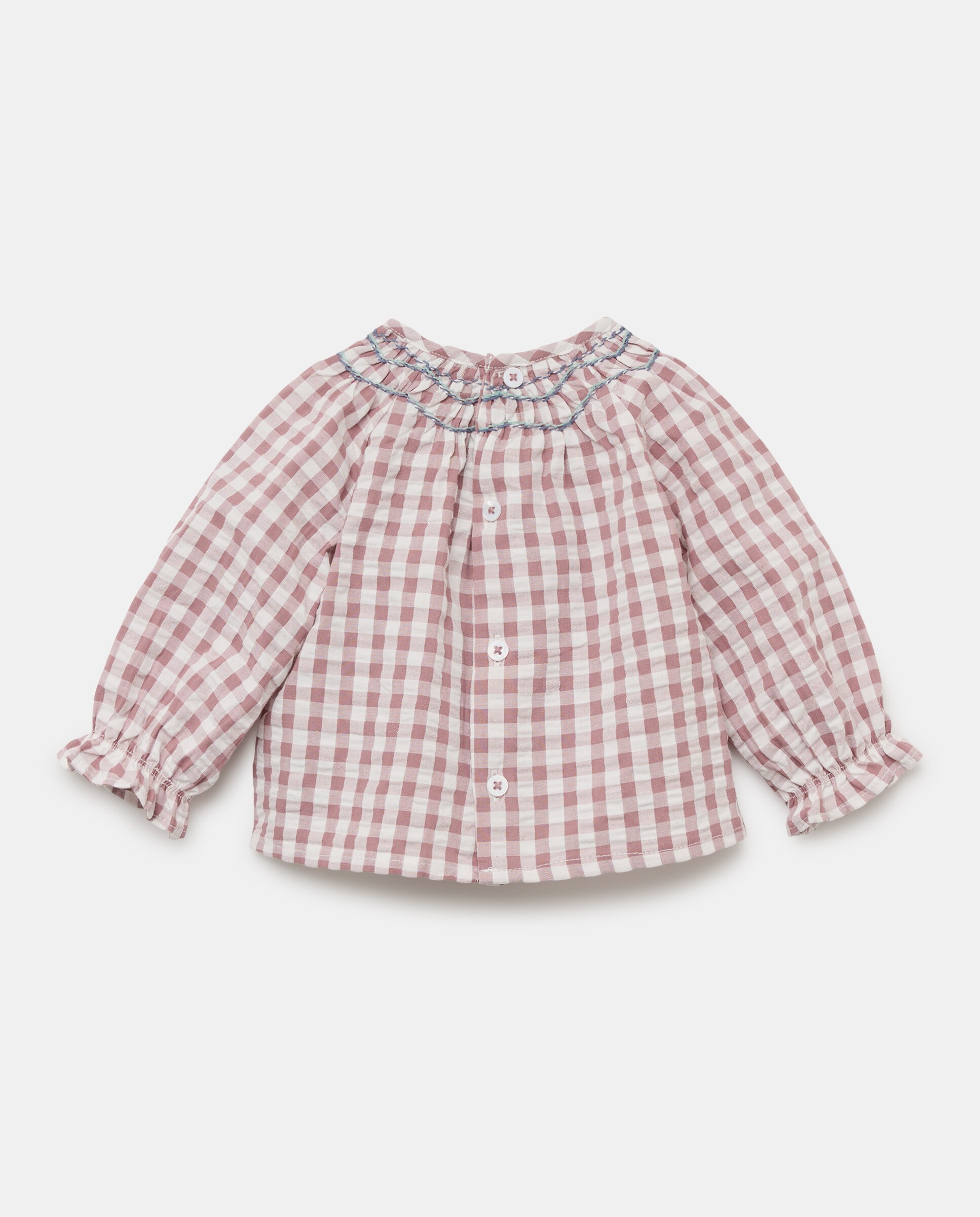Blusa de Bebé em Seersucker com Manga Comprida e Bordado à Mão Coconut El Corte Inglés Vermelho-2