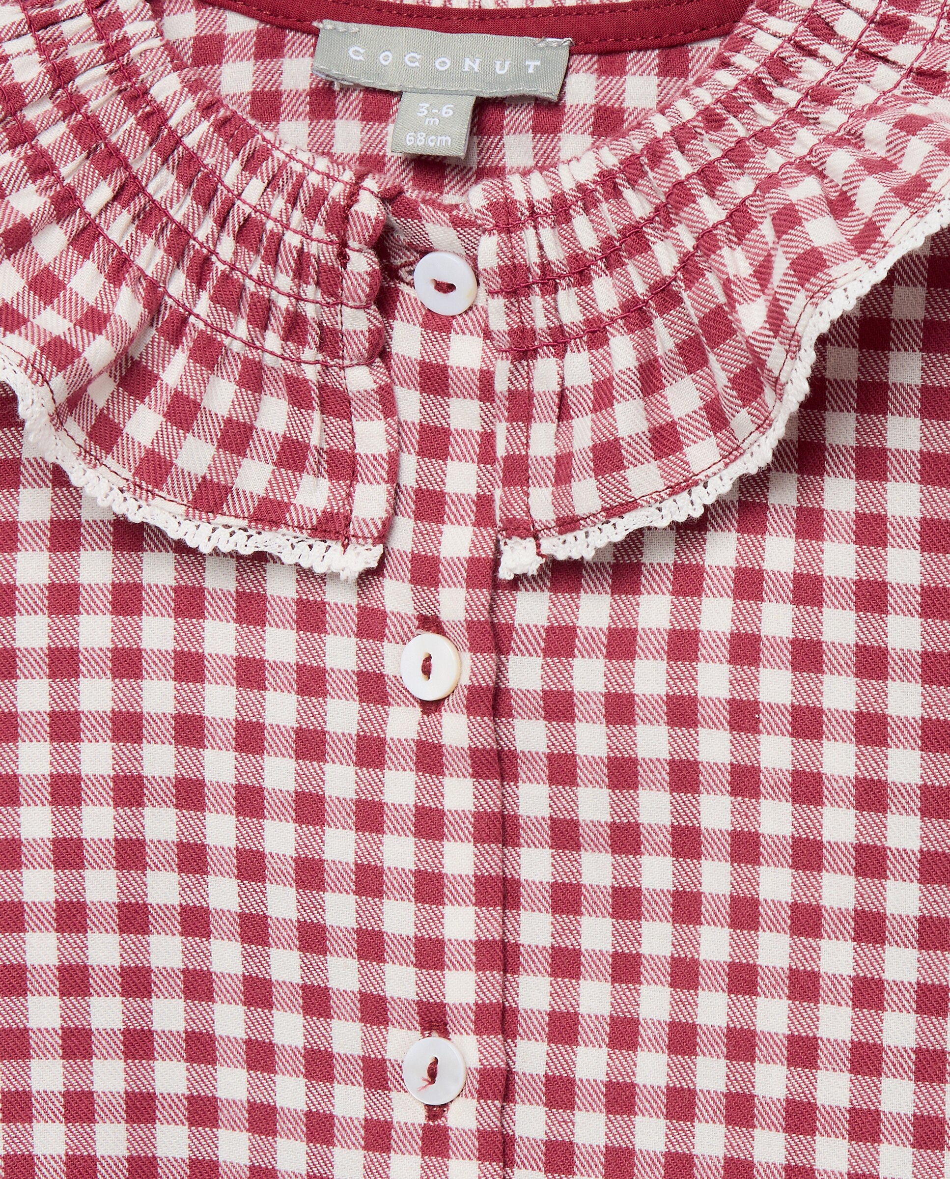 Blusa de Bebé com Manga Comprida e Tira Bordada com Vichy Coconut El Corte Inglés Vermelho-3
