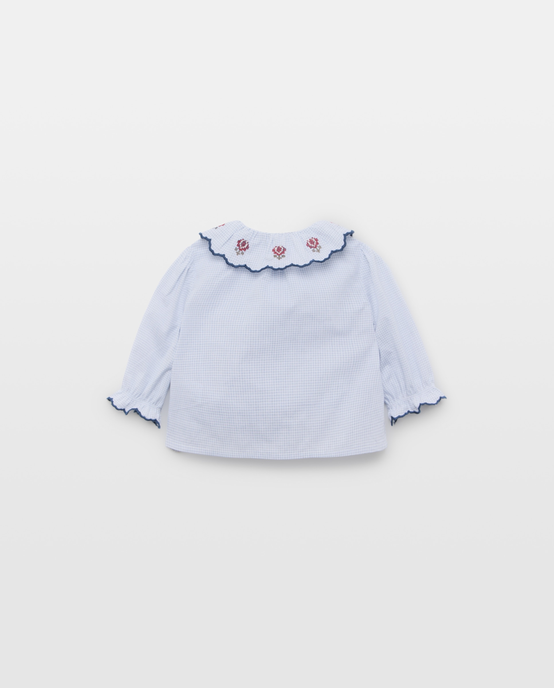 Blusa de manga larga con festón bordado minicuadro de bebé - Coconut El Corte Inglés - Azul Azul-2