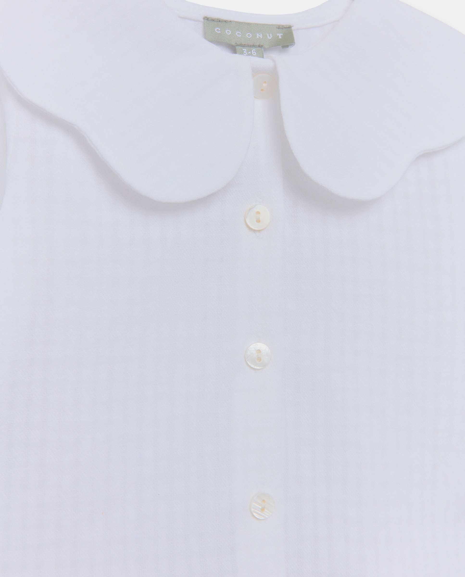 Blusa de Manga Comprida de Decote com Ondas Grandes de Bebé Coconut El Corte Inglés Branco-3