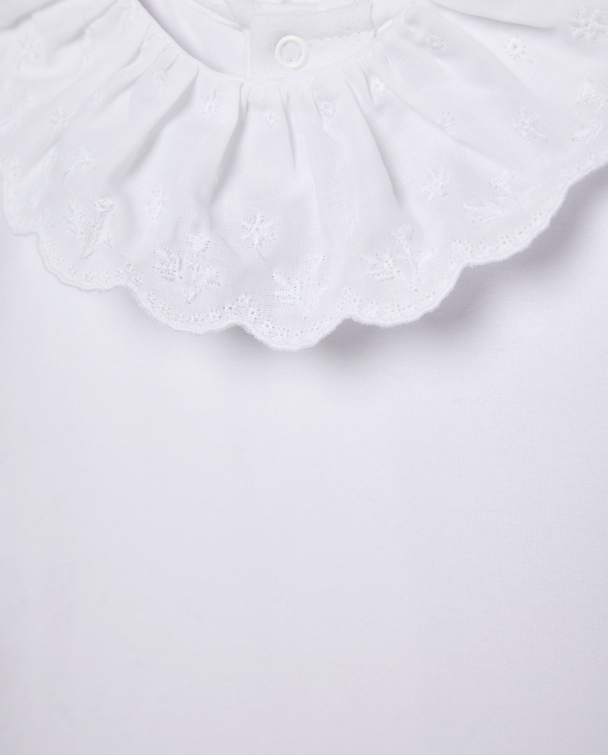 Body de Bebé com Manga Comprida e Gola Grande Branco-3