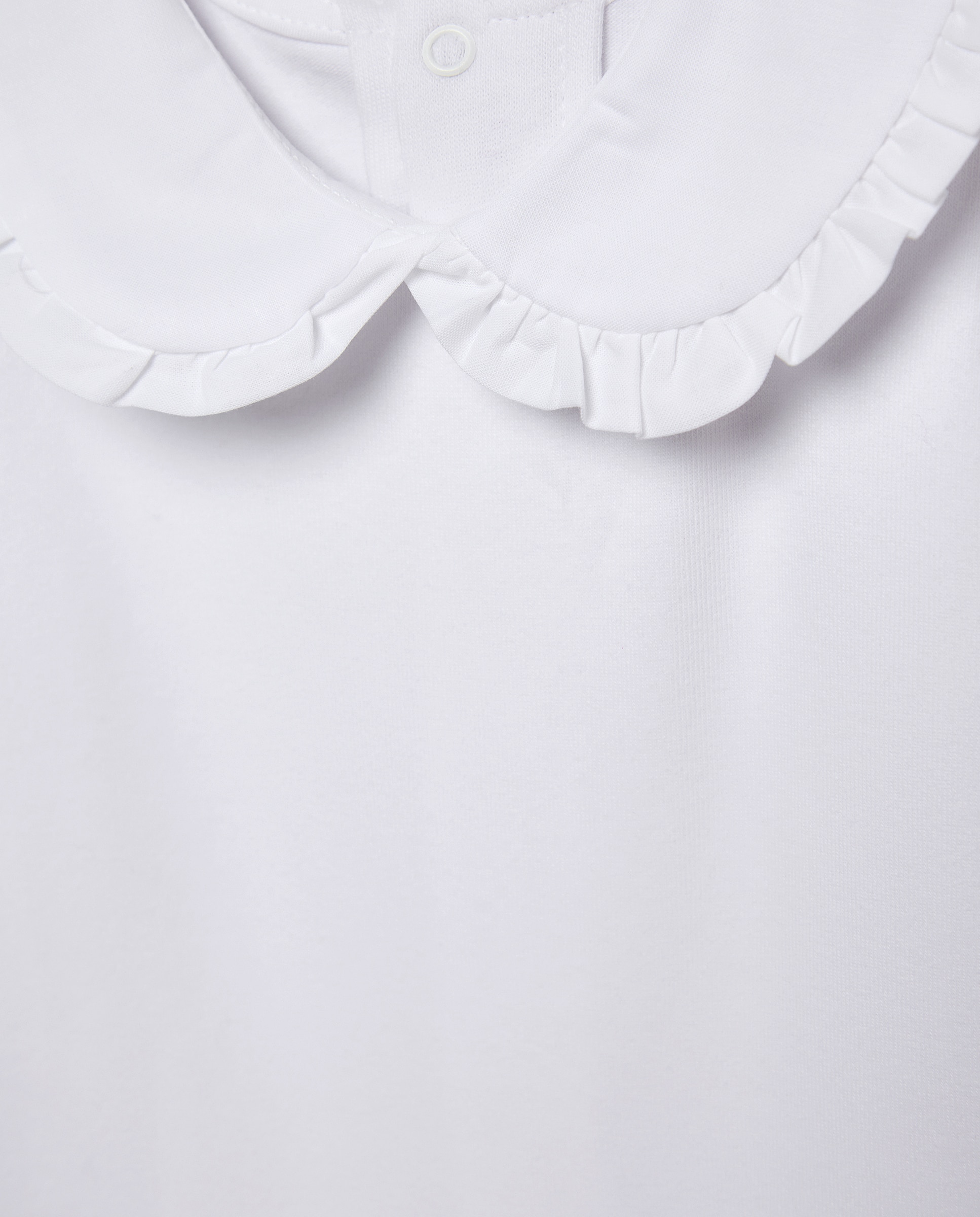 Body de Bebé com Manga Comprida e Gola Babete Grande Branco-3