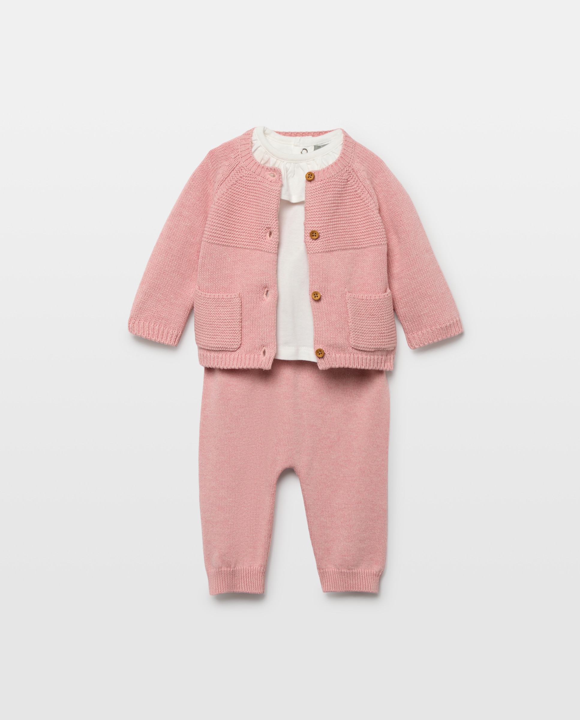 Conjunto 3 piezas de pantalón camiseta y chaqueta de bebé - Coconut El Corte Inglés - 220 Rosa palo 220 Rosa palo-1