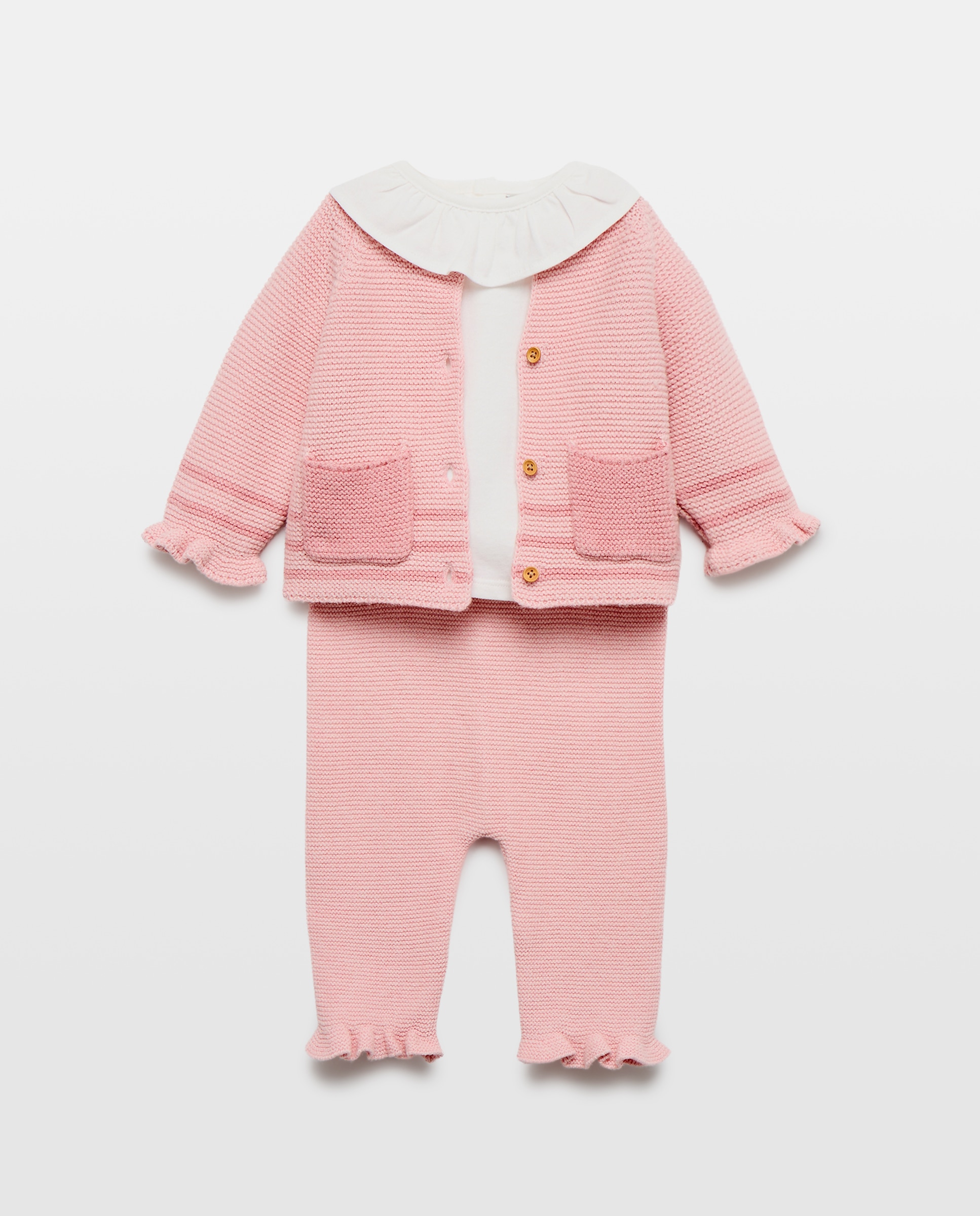 Conjunto 3 piezas de pantalón camiseta y chaqueta con bolsillo de bebé - Coconut El Corte Inglés - Rosa Rosa-1