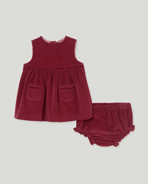 Imagen 0 de Pichi micropana lisa con ric rac y bolsillos de bebé niña