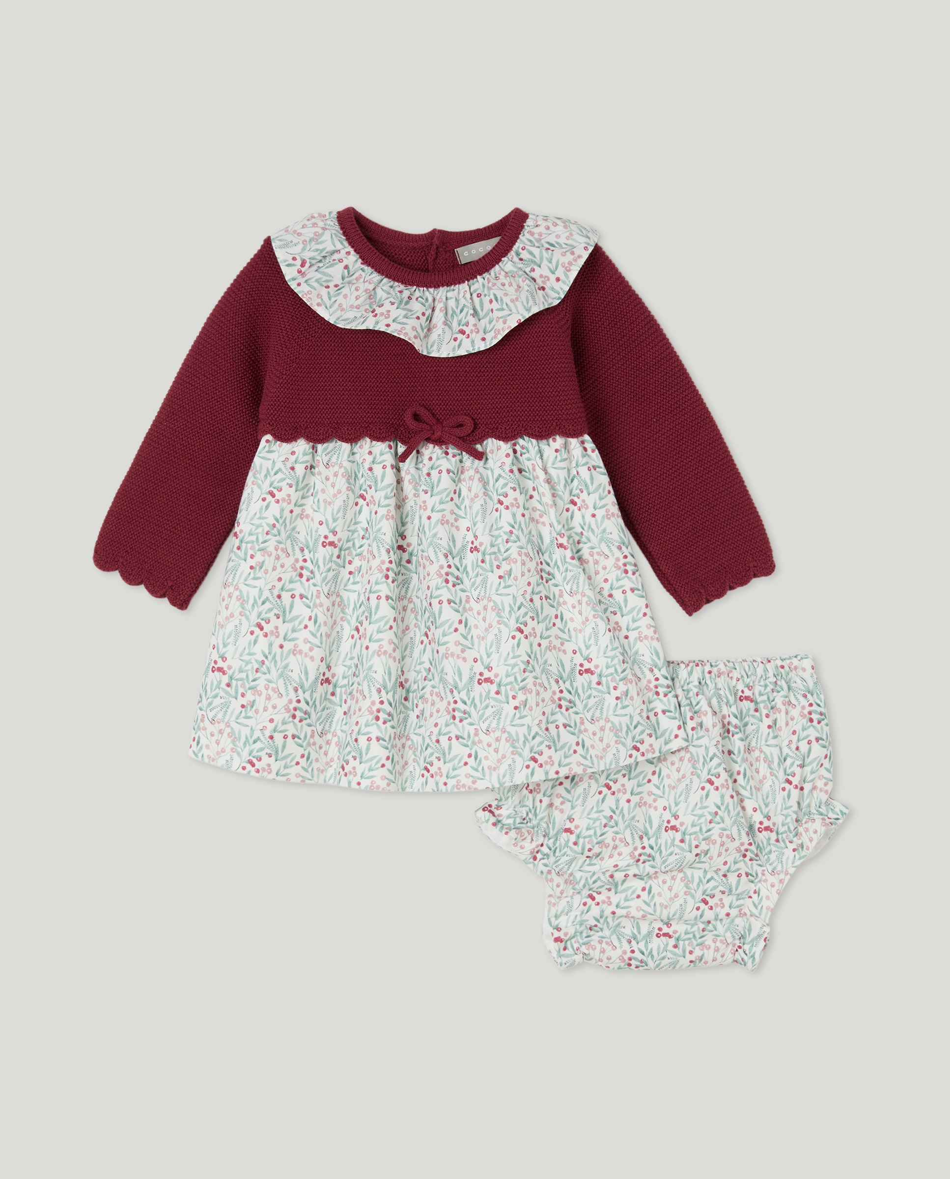 Imagem 0 de Vestido Estampado de Bebé em Mistura de Malha e Tecido Plano