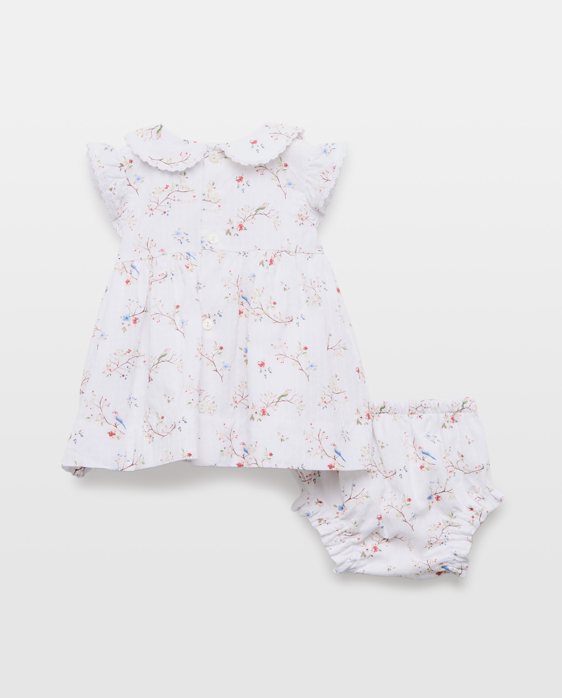 Vestido de Bebé sem Mangas e com Favos de Mel Branco-2