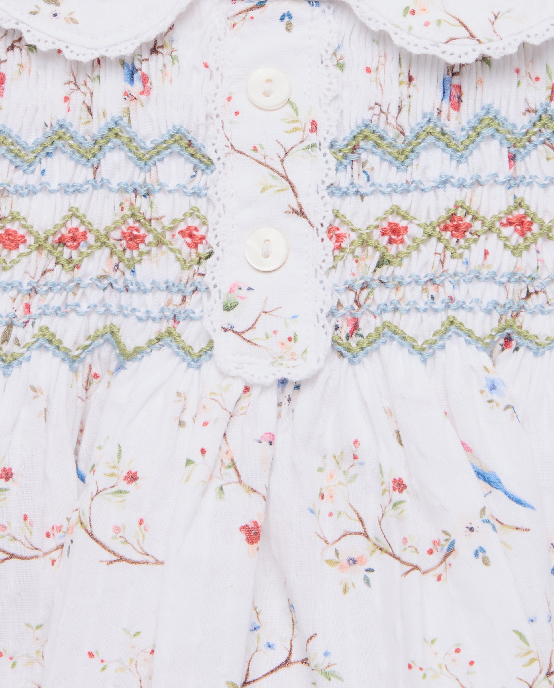 Vestido de Bebé sem Mangas e com Favos de Mel Branco-3