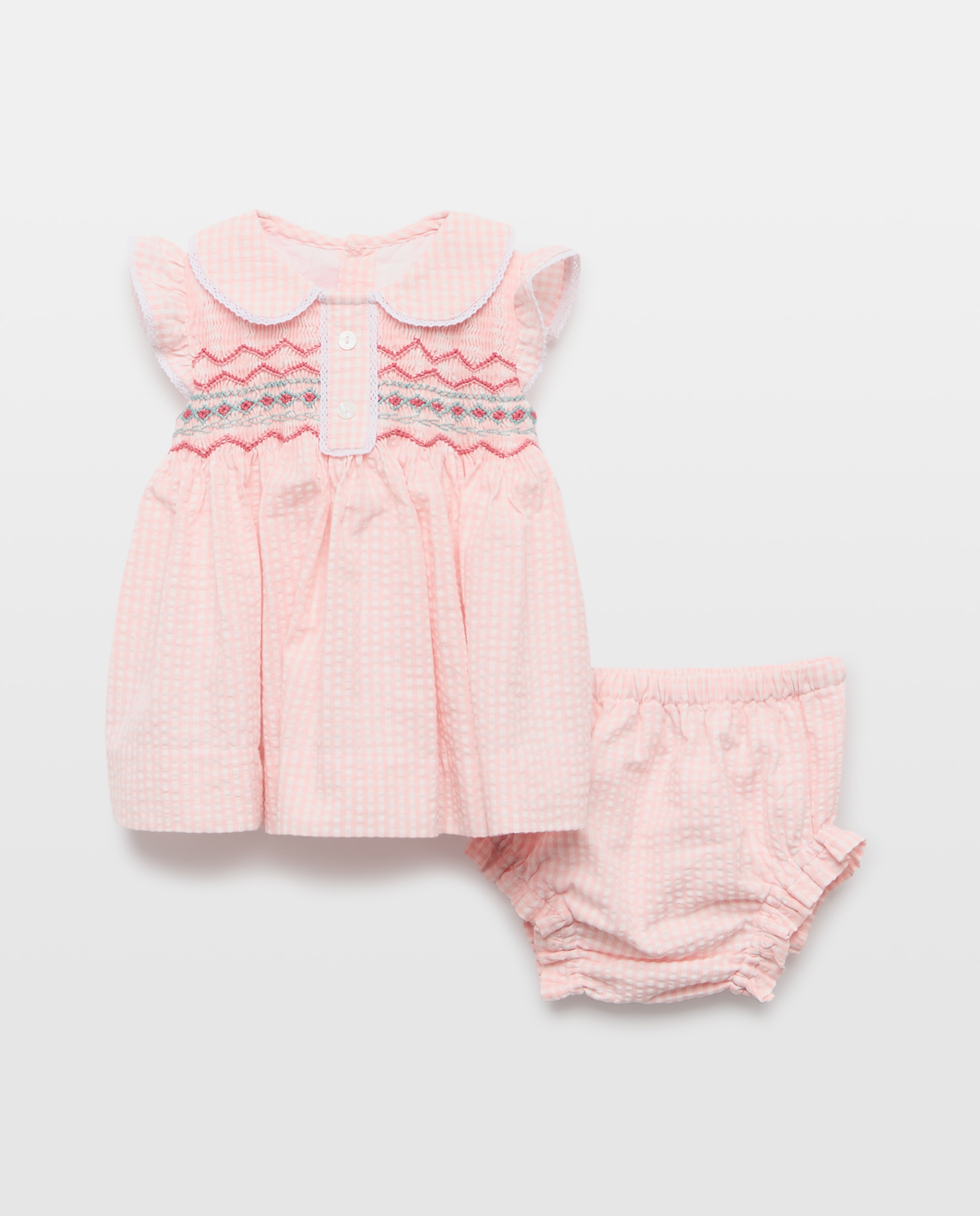 Imagem 0 de Vestido Vichy de Bebé sem Mangas e com Favos de Mel