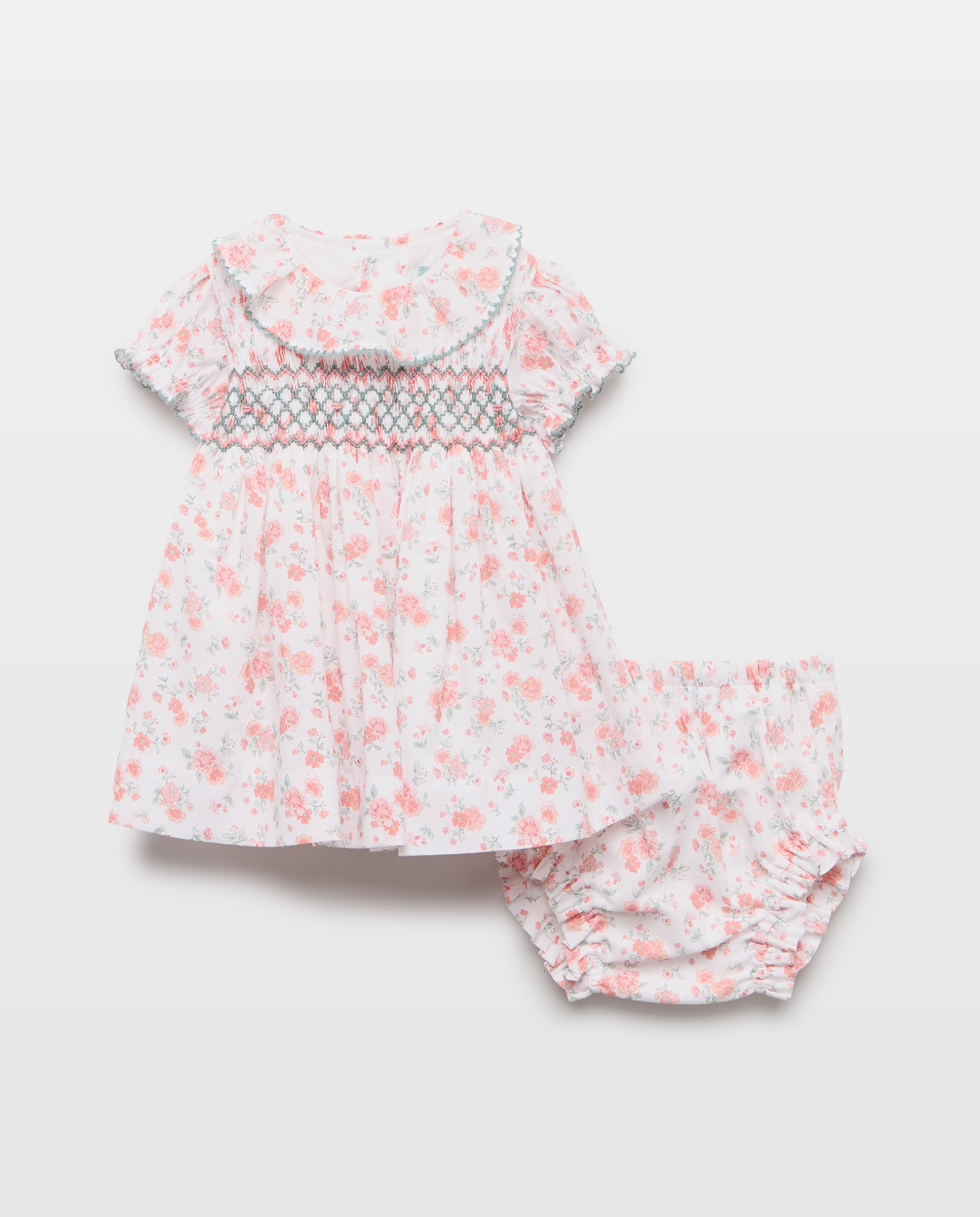Imagem 0 de Vestido Estampado de Bebé com Manga Curta e Favos de Mel
