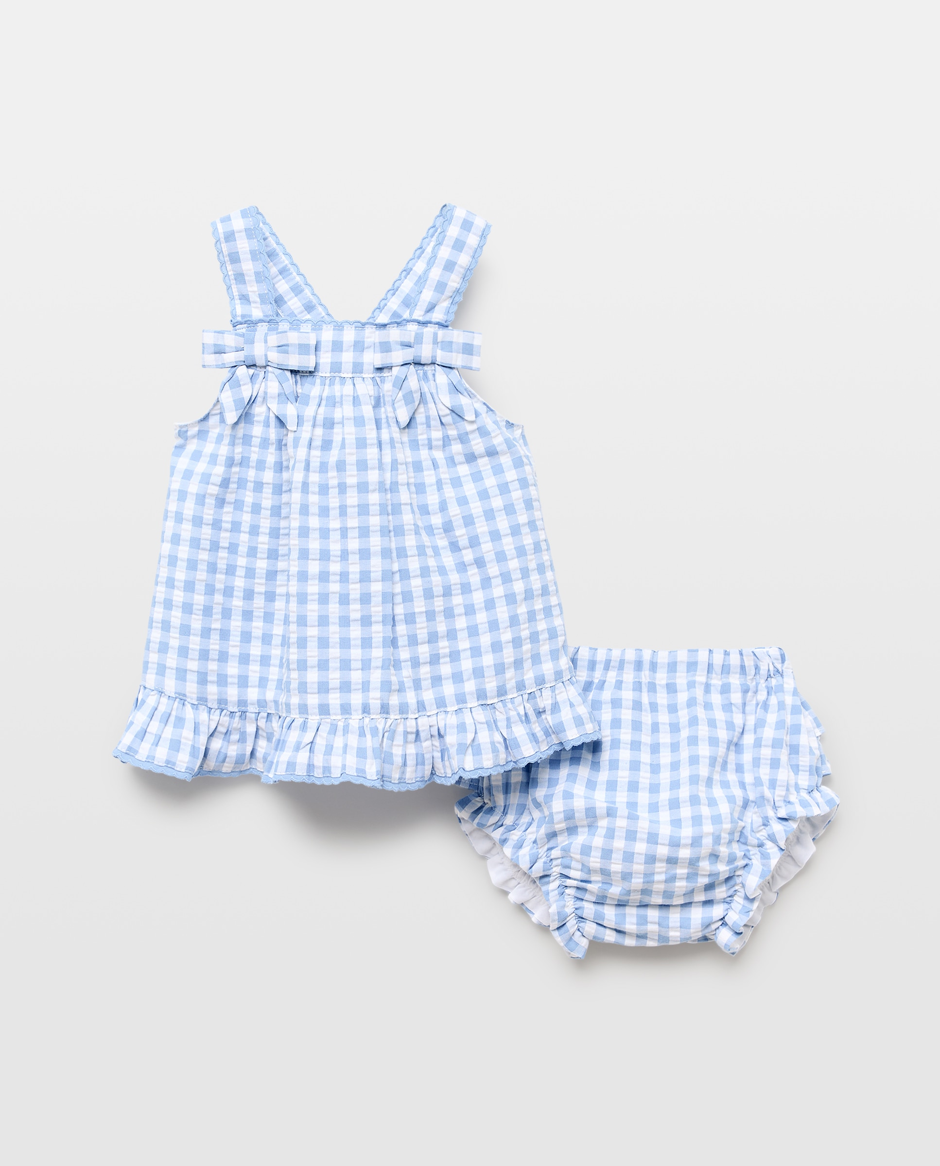 Imagem 0 de Vestido de Bebé com Alças Vichy e Costas Cruzadas