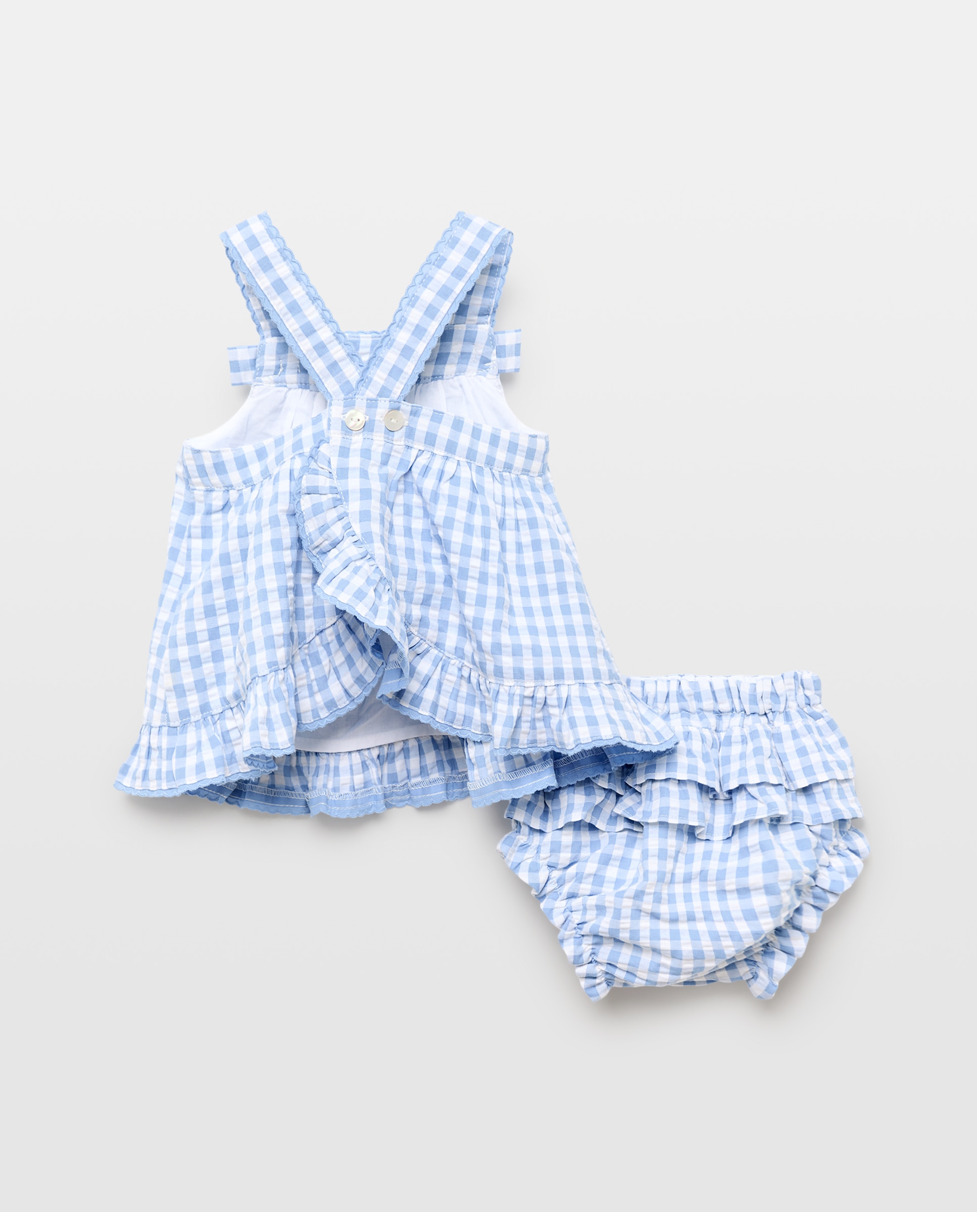 Vestido de Bebé com Alças Vichy e Costas Cruzadas Coconut El Corte Inglés Azul-2