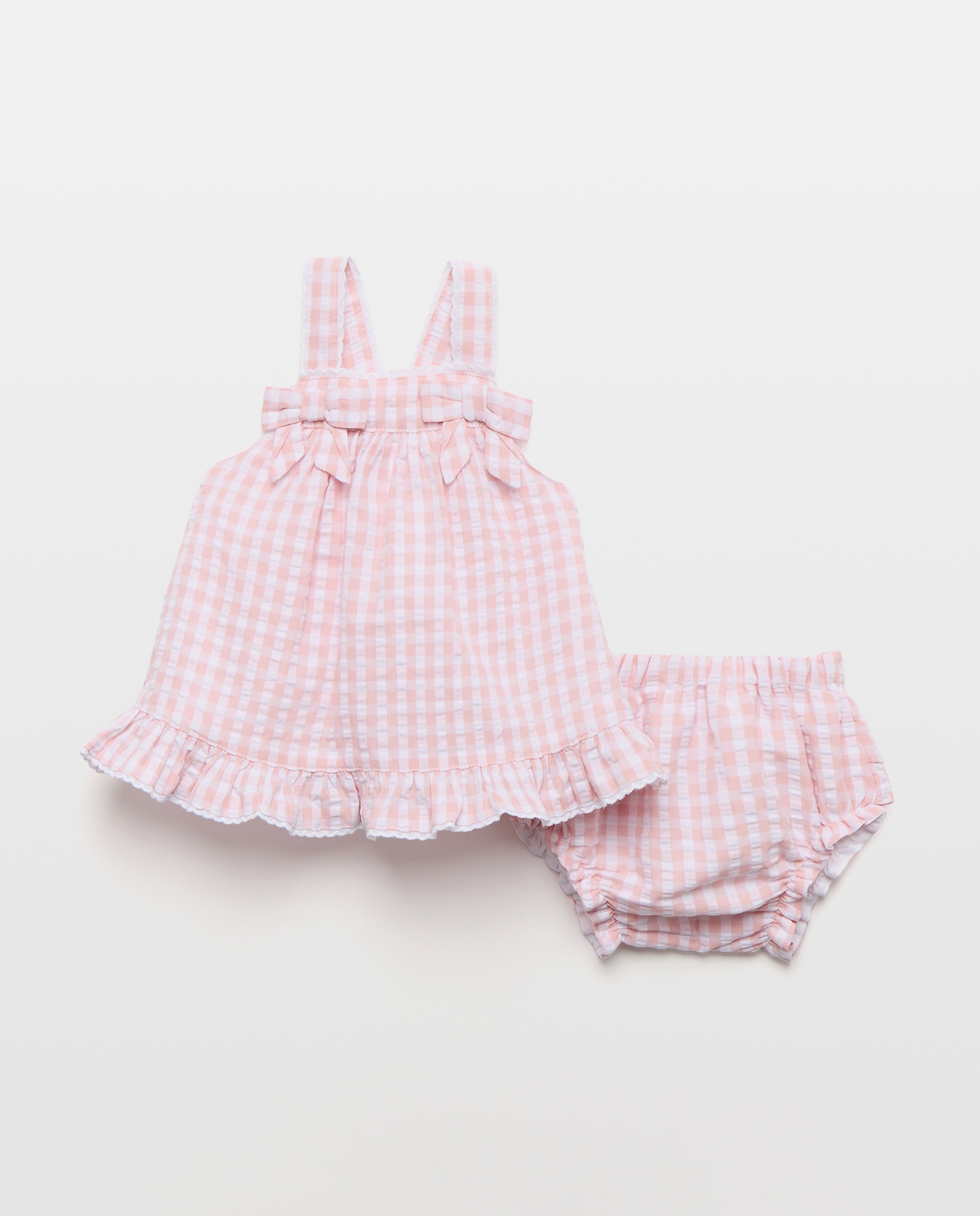 Imagem 0 de Vestido de Bebé com Alças Vichy e Costas Cruzadas